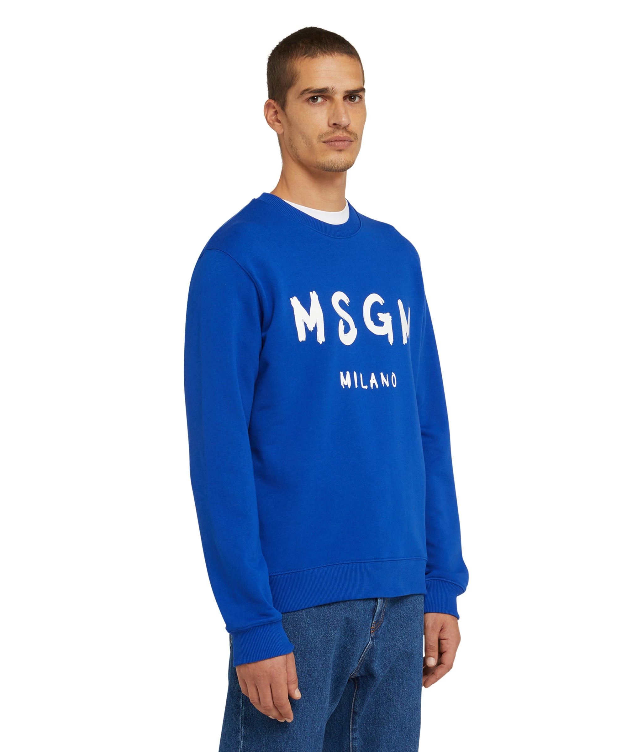 Cotton t-shirt with brushstroke logo - 4