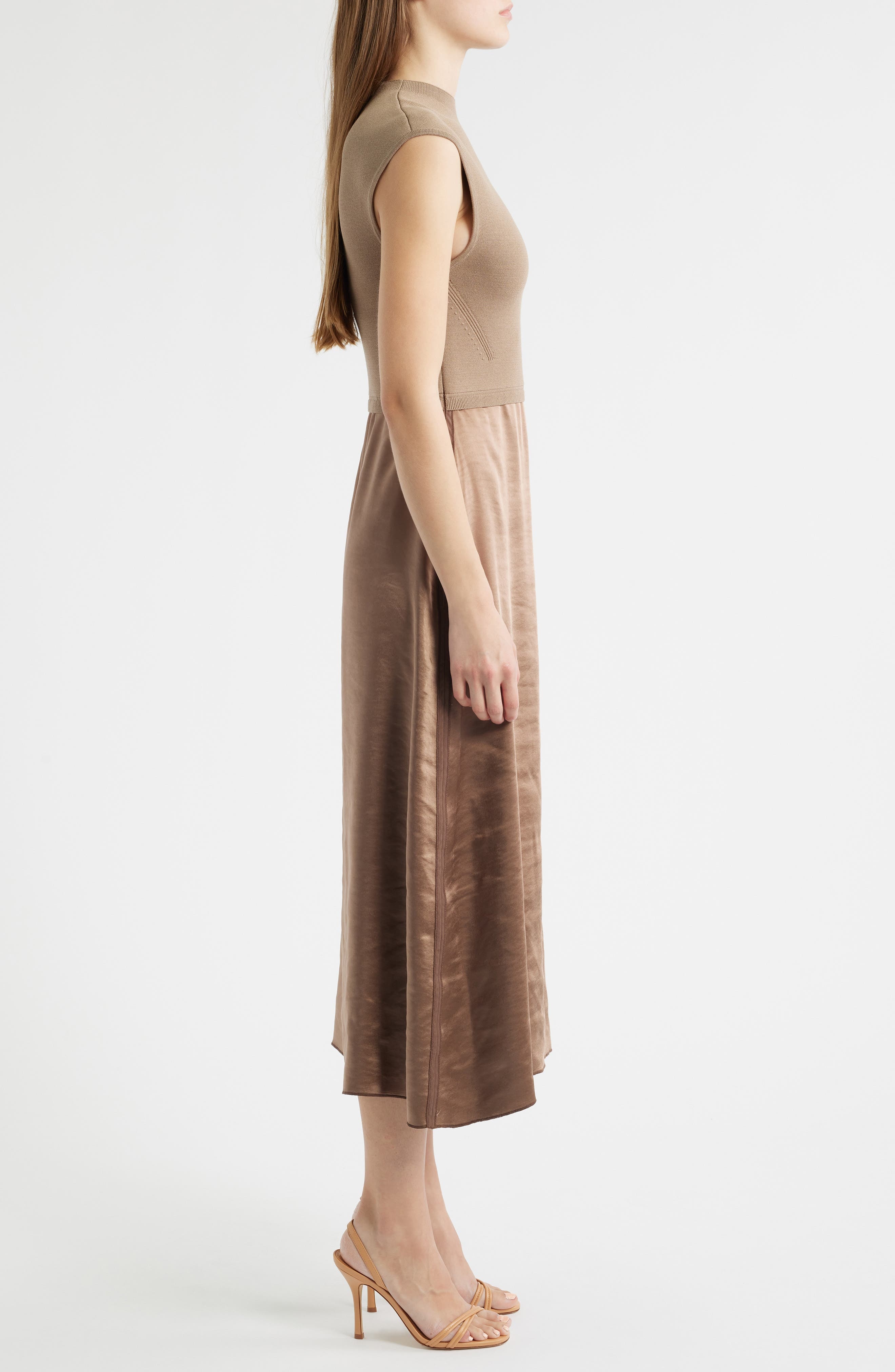 BOSS Ferdolini Mixed Media Midi Dress in Basalt at Nordstrom - 3