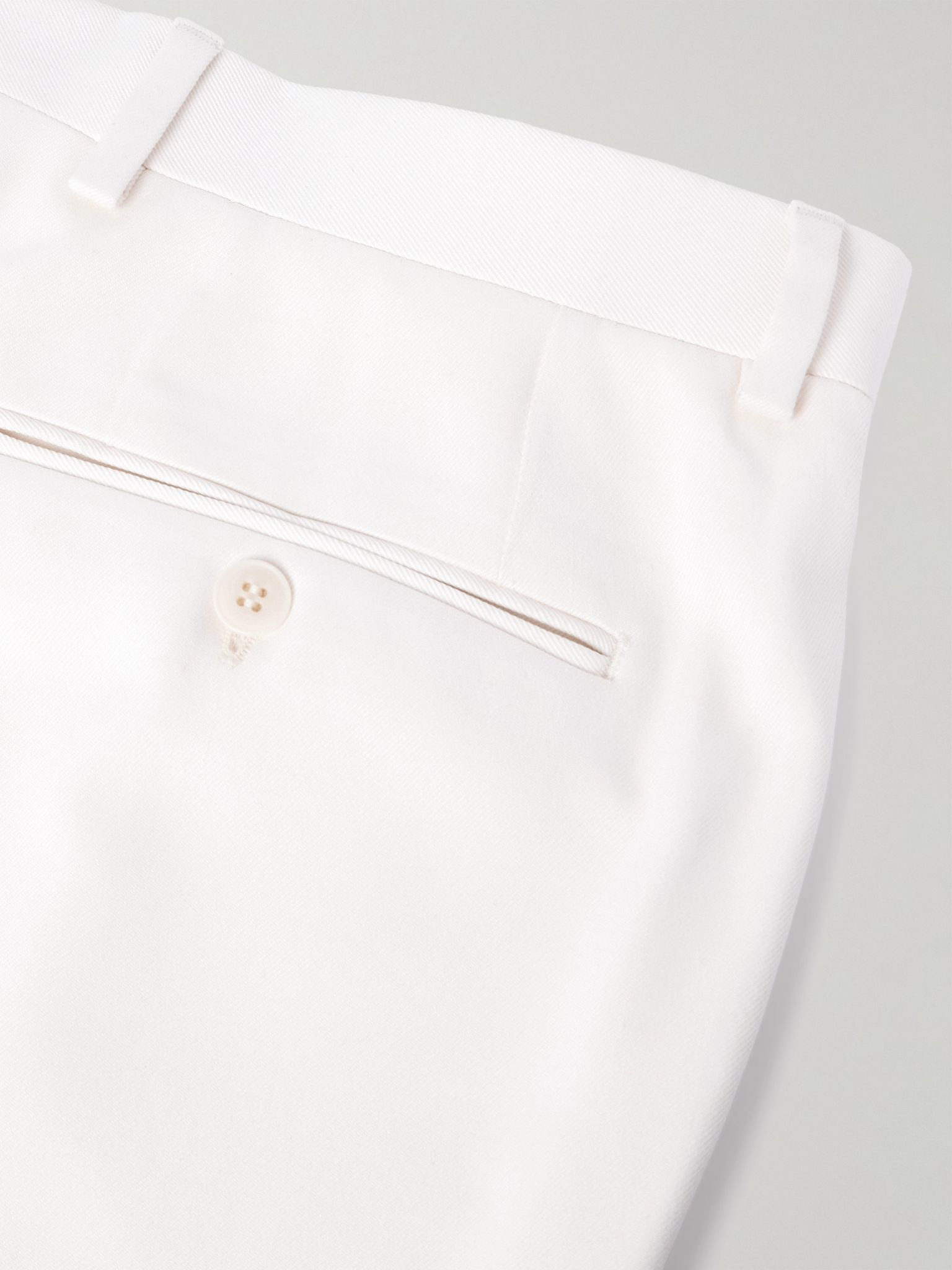 Tapered Pleated Silk-Twill Trousers Off-white - 5