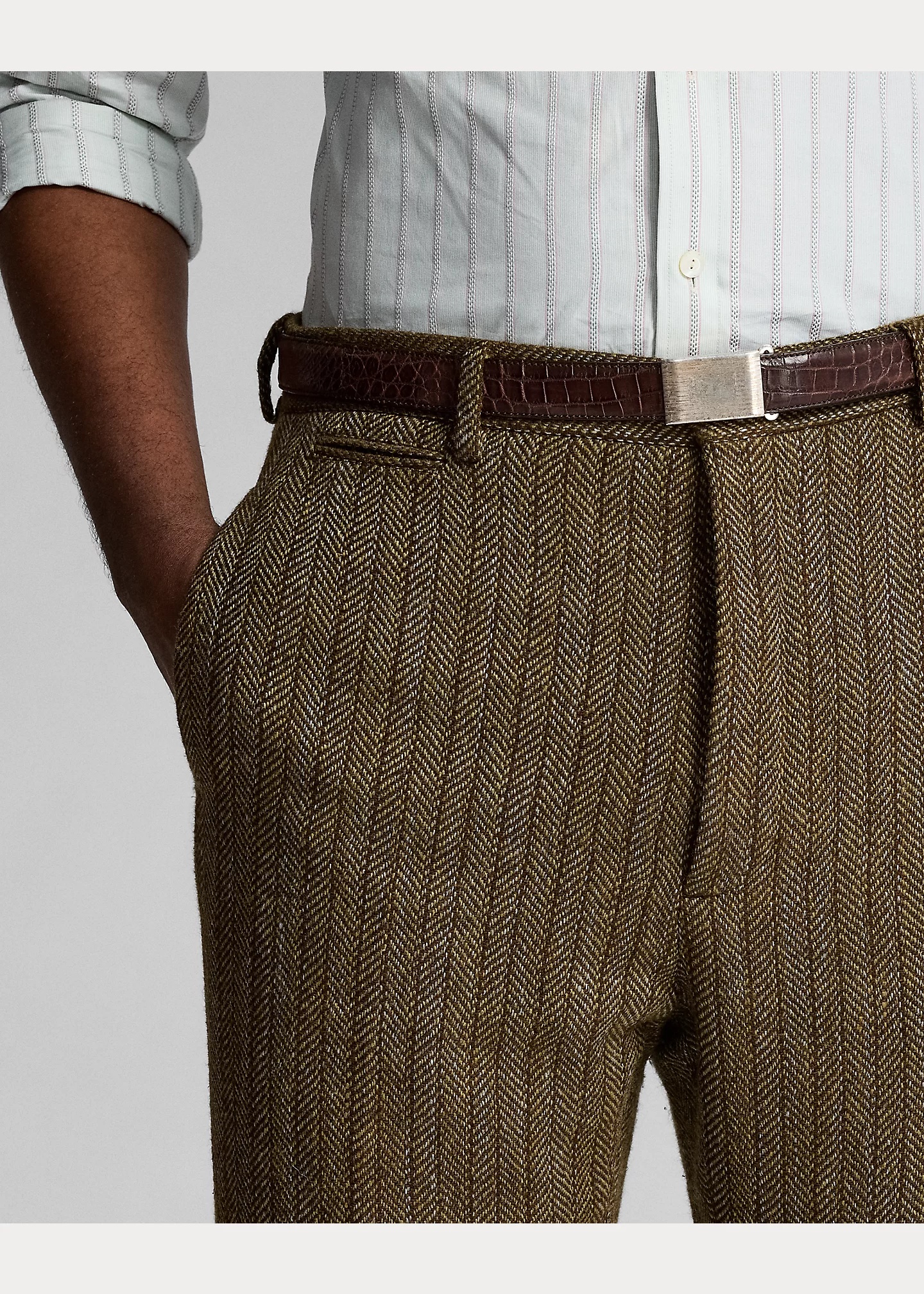 Slim Fit Herringbone Suit Trouser - 5