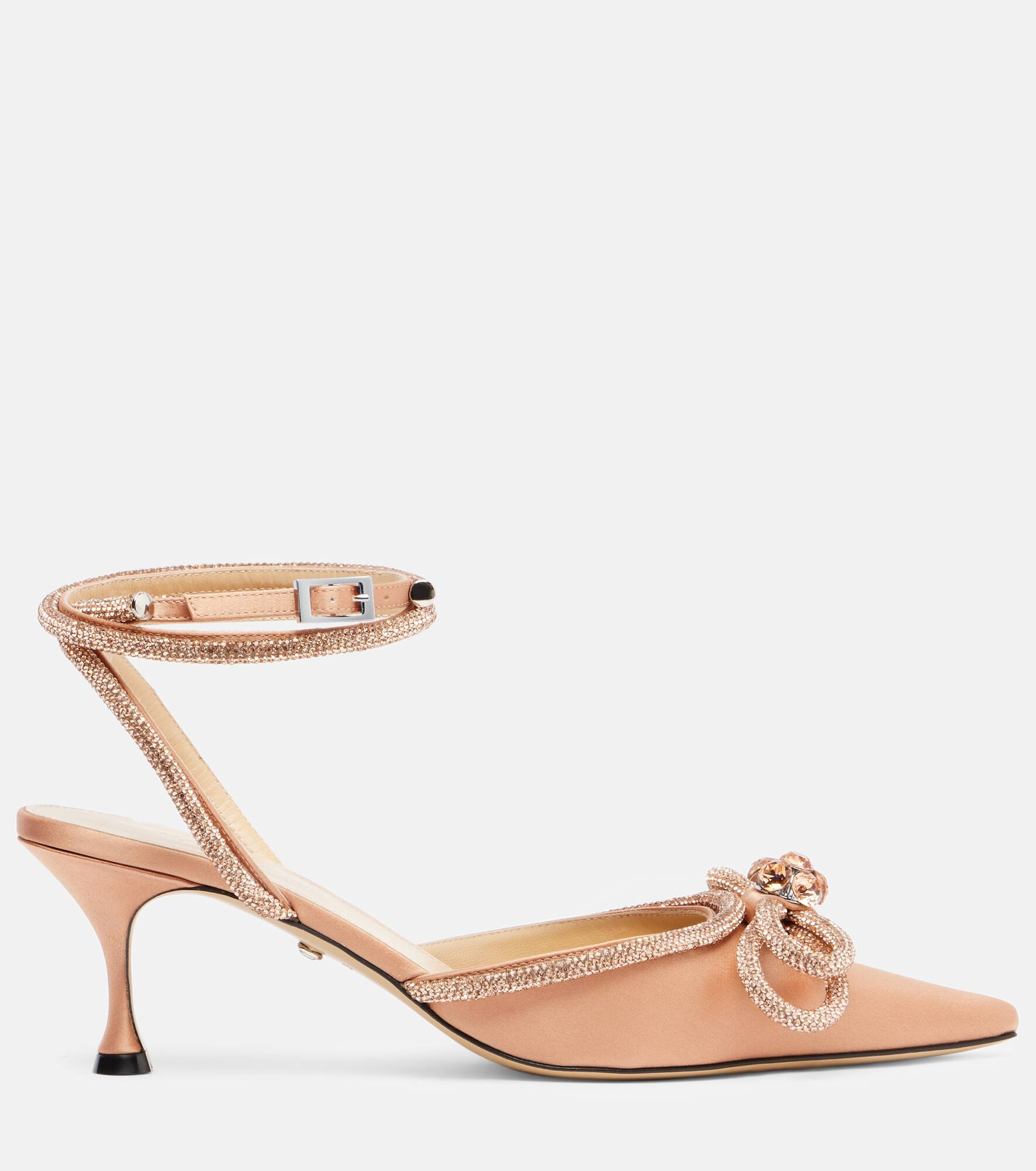 Double Bow 65 embellished satin pumps - 4