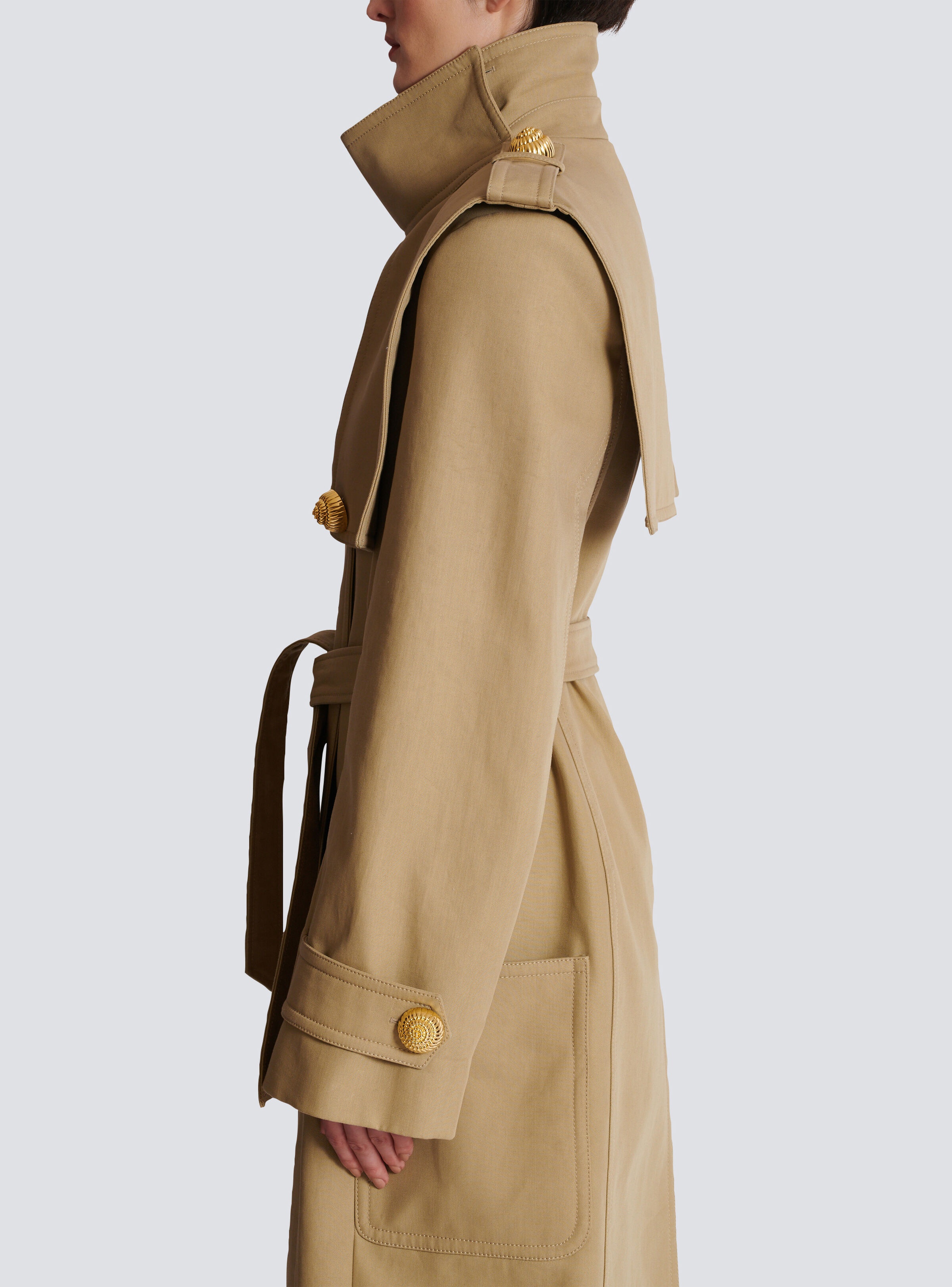 Belted trench coat in water-repellent cotton - 8