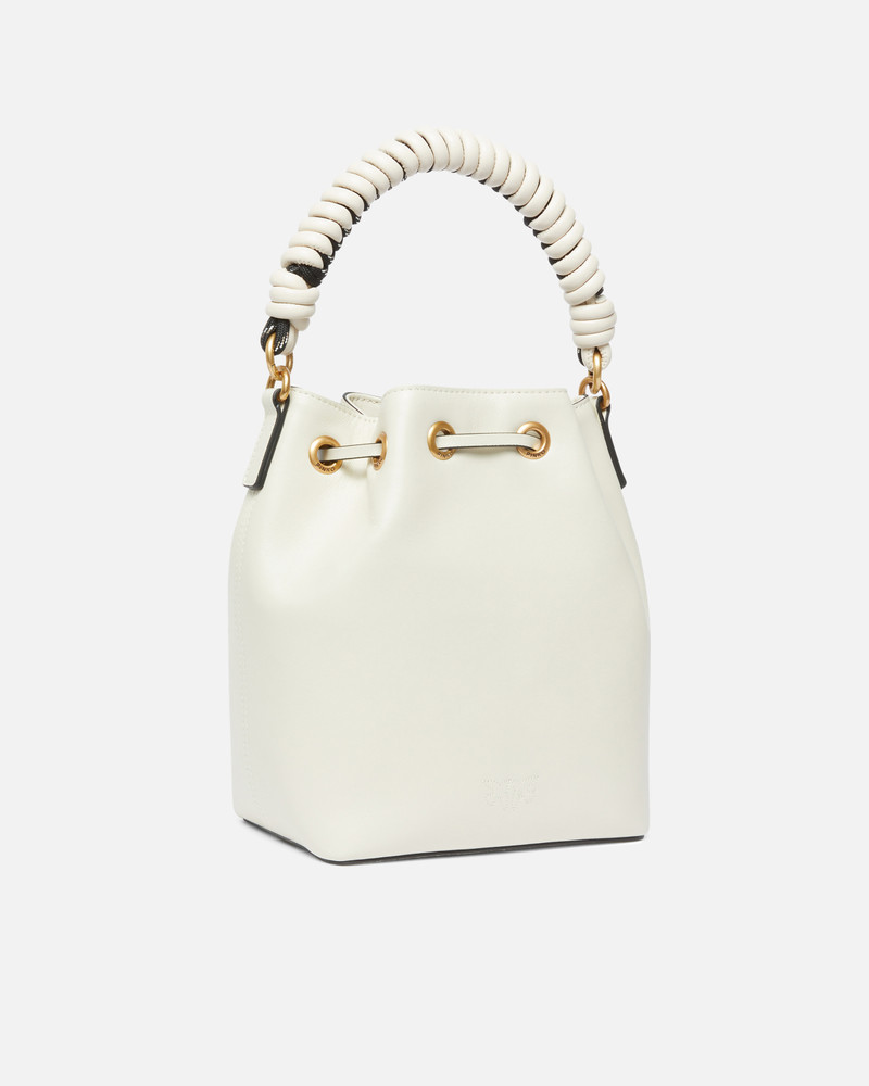 PINKO SMALL LEATHER CARGO BUCKET BAG WITH BRAIDING outlook