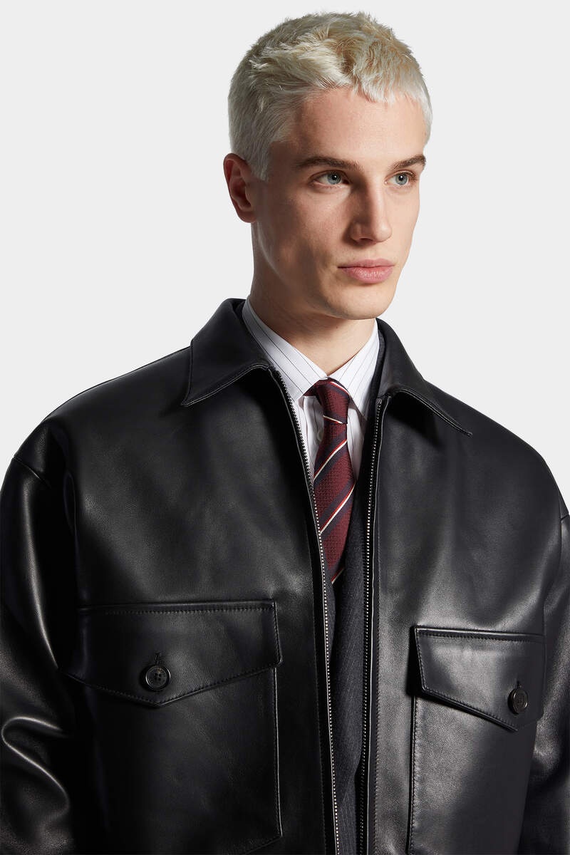 CHIC LEATHER BLOUSON - 5