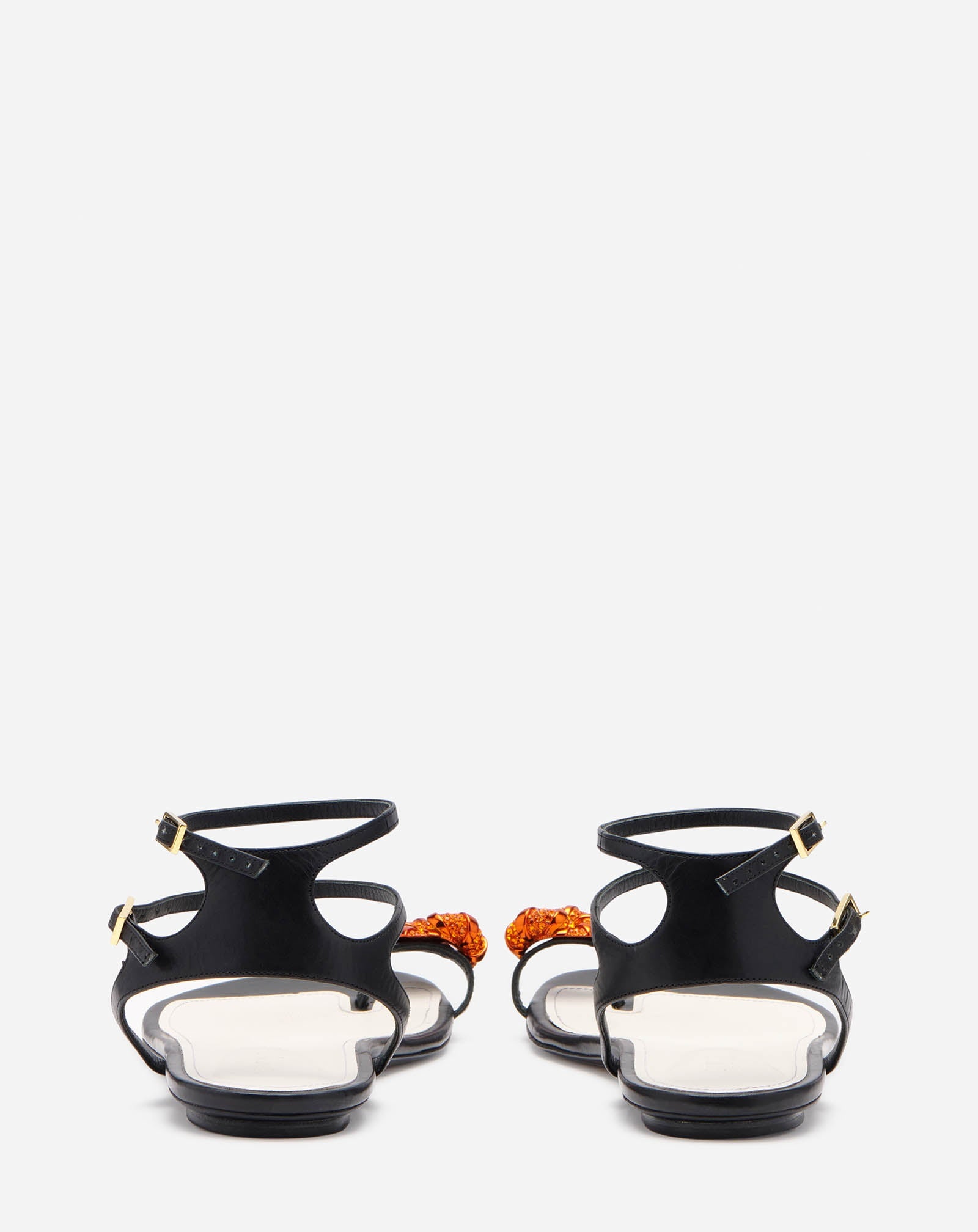 FLAT LEATHER SWING SANDALS WITH MELODIE JEWEL - 4