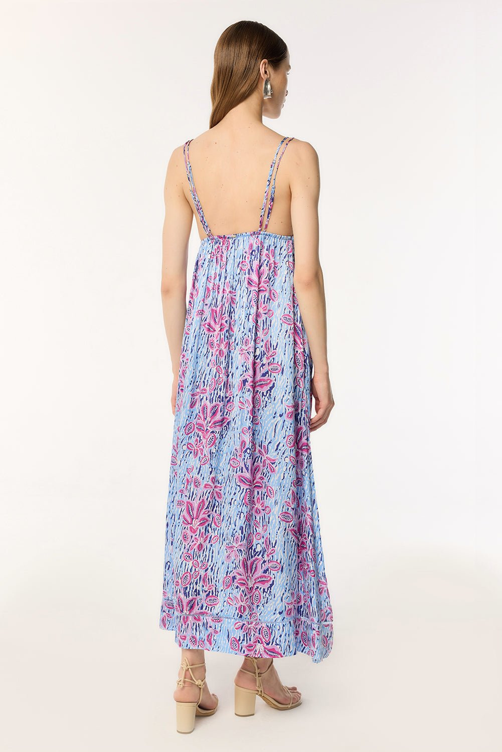 Long Dress Cassandra - Blue Exotic Forest - 2
