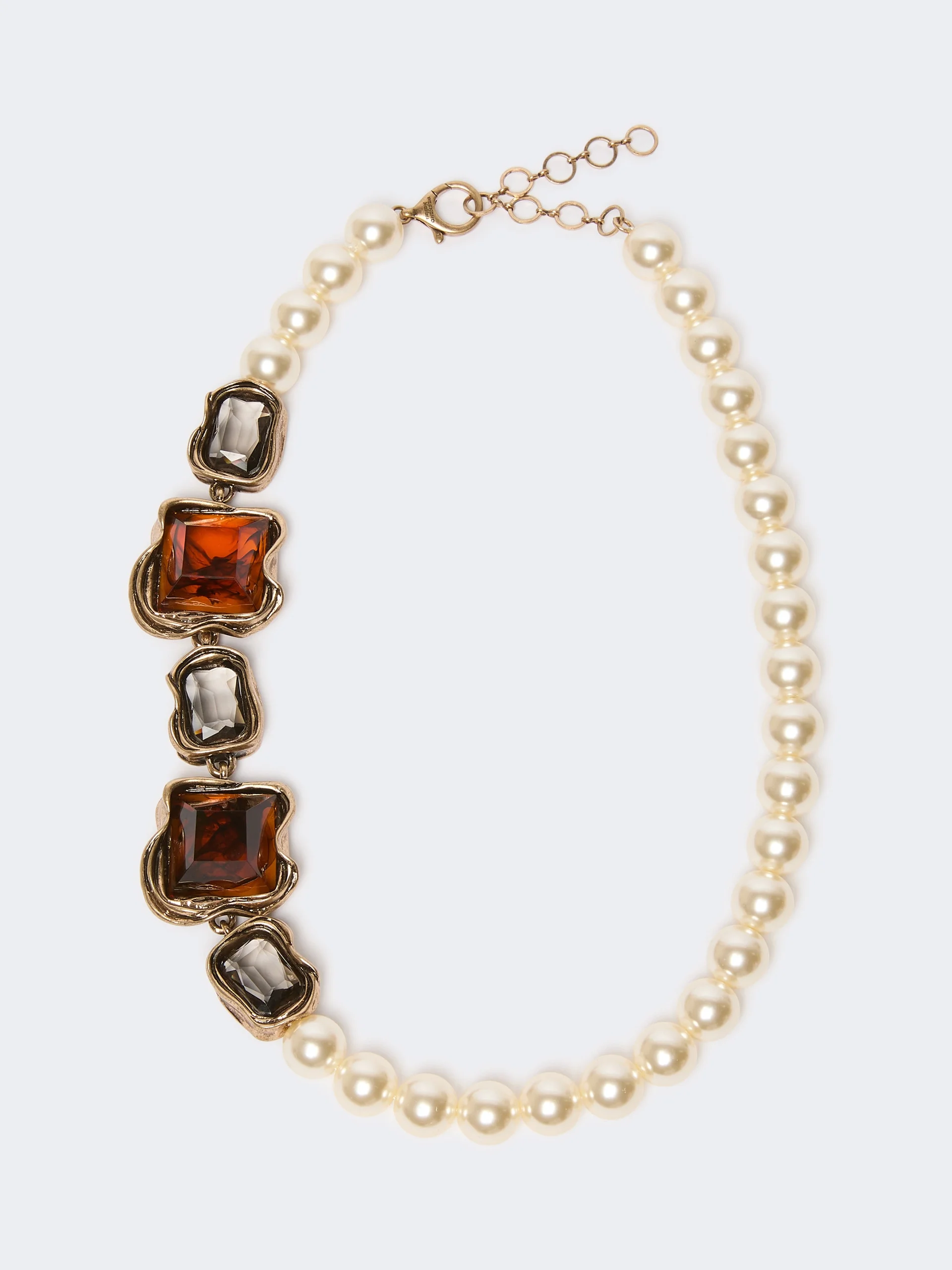 FRESIA Deco necklace with pearls and gemstones - GOLD - 1