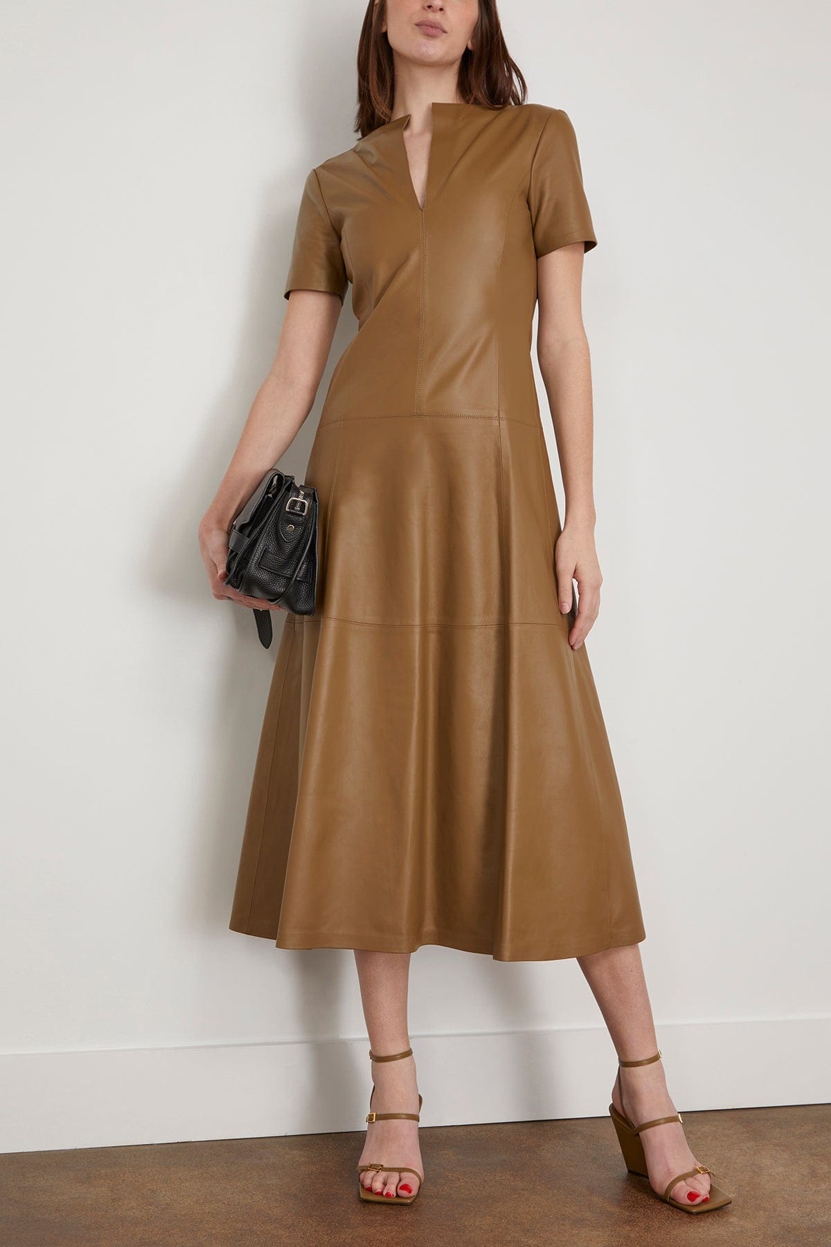 Sleek Statement Dress in Medium Olive - 2