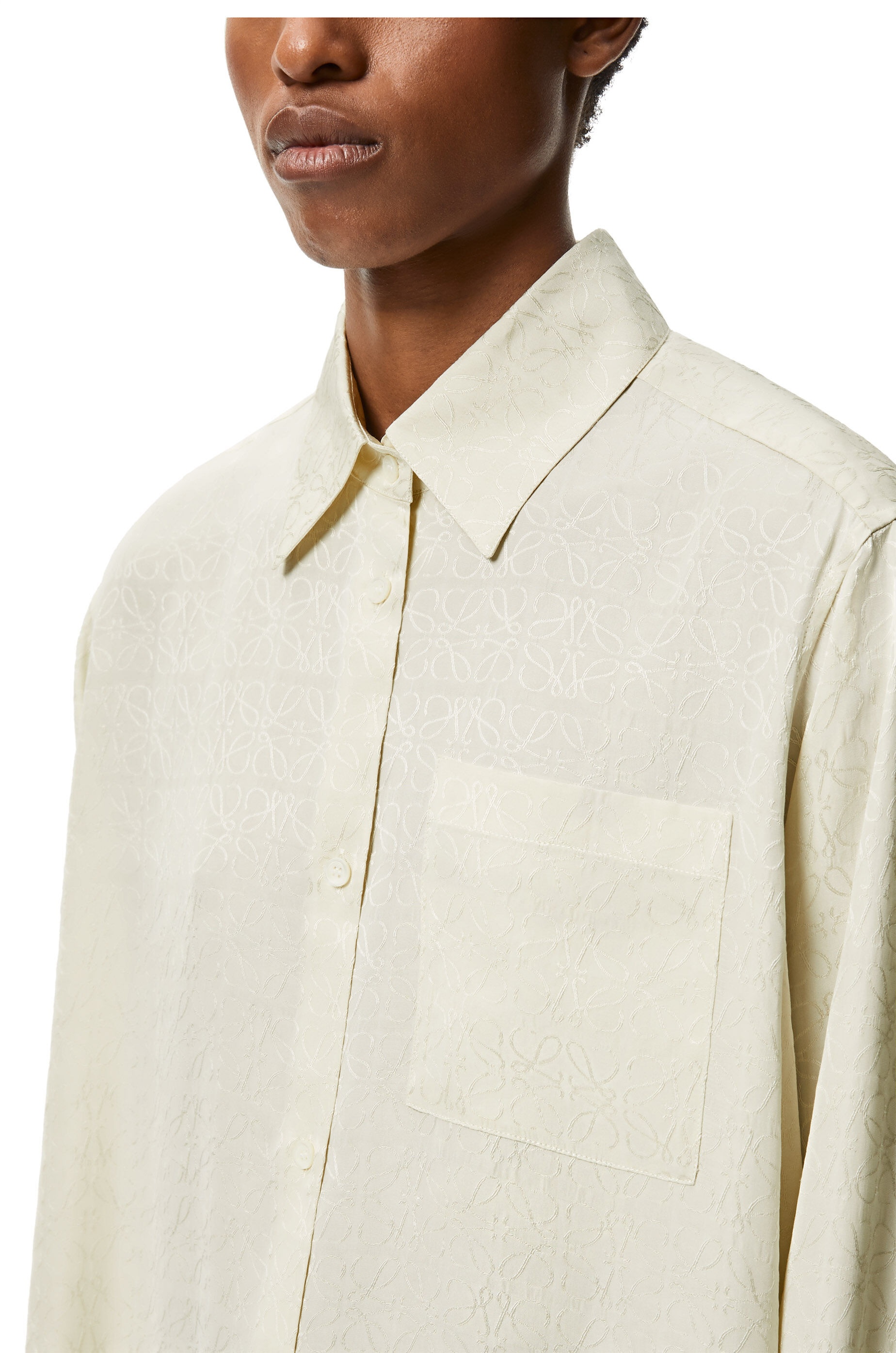 Anagram jacquard  long shirt in silk - 5