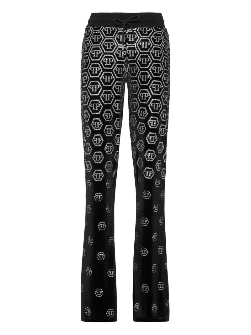 monogram-embellished velvet trousers 1