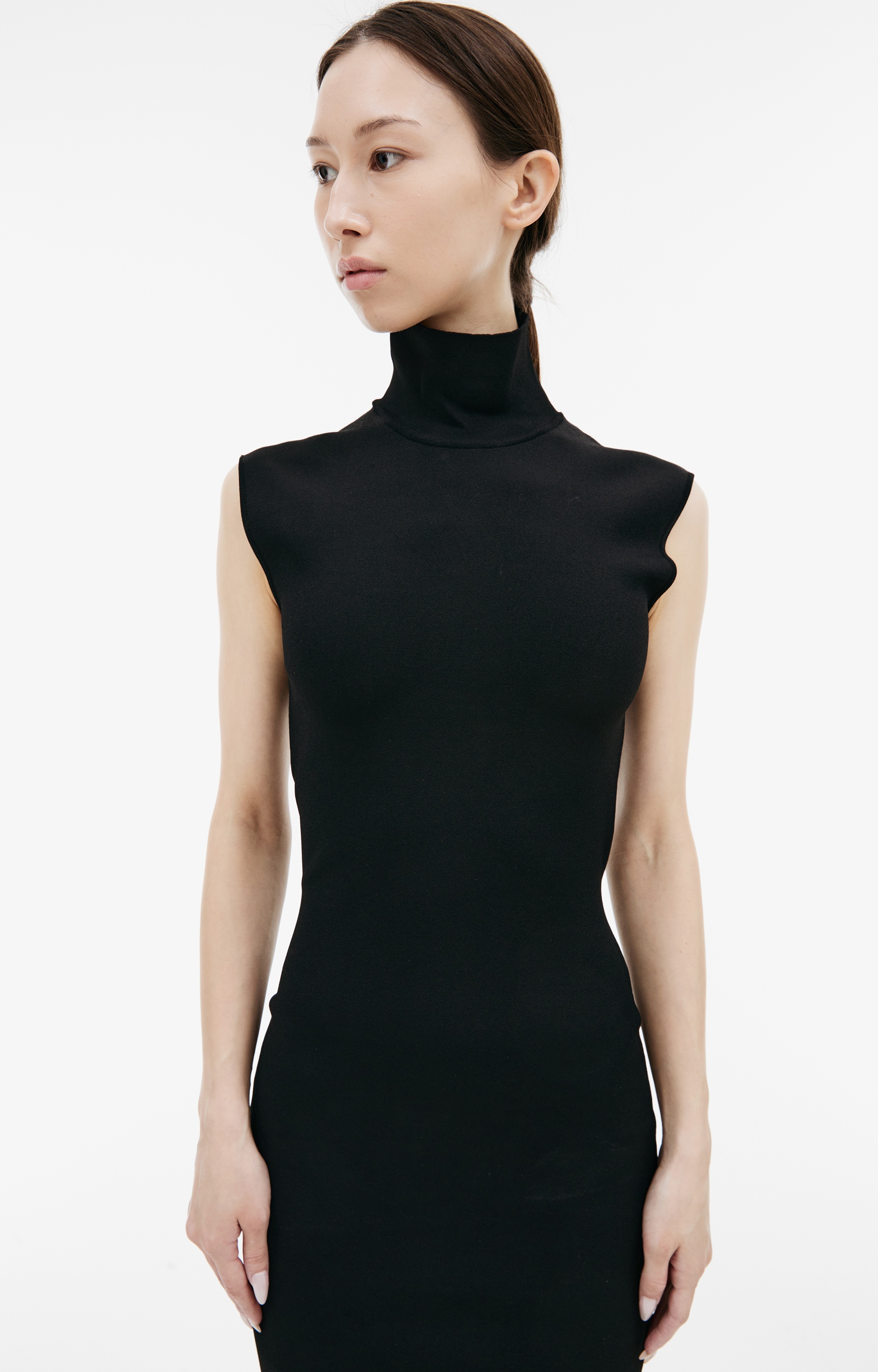 MIDI DRESS WITH HIGH COLLAR - 4