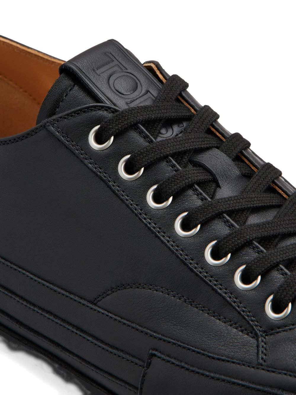 leather lace-up sneakers - 4