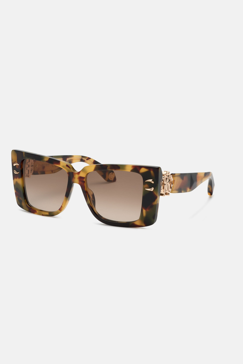 Sunglasses with wide rectangular front and fangs 3