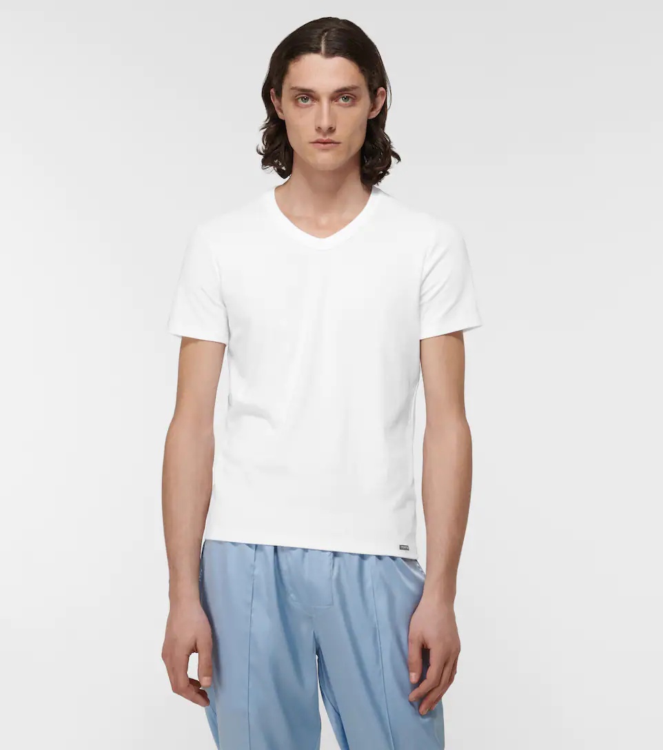 Stretch-cotton V-neck T-shirt - 3