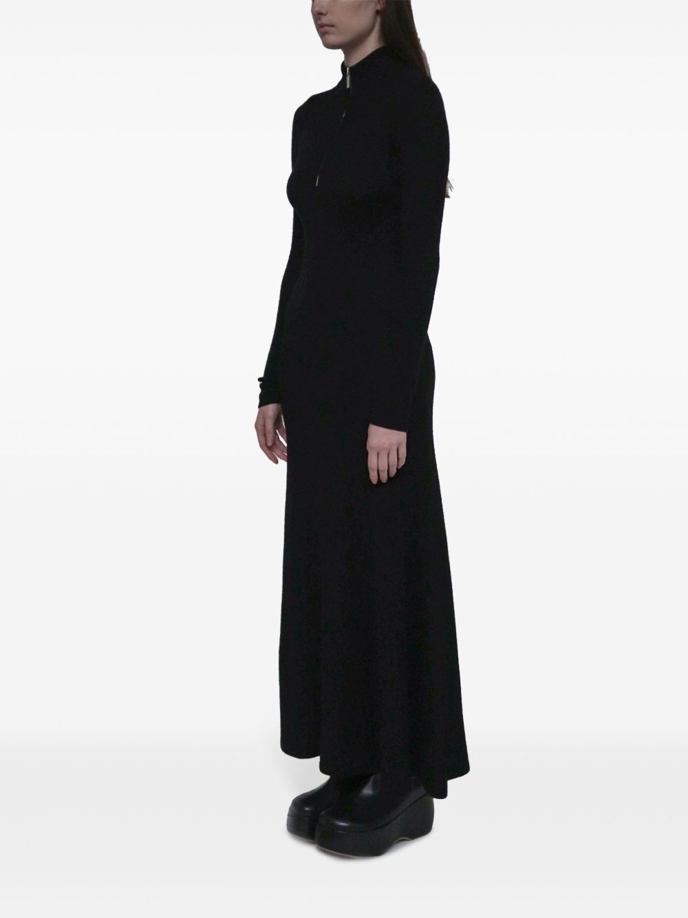 zip-up ribbed knit dress - 4