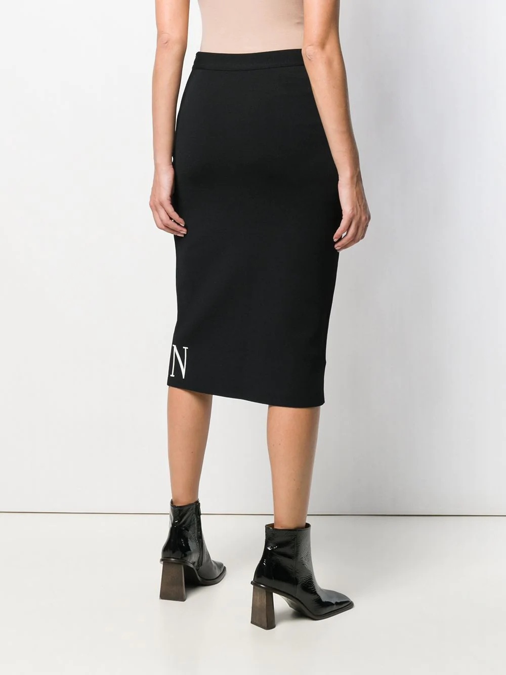 logo knitted pencil skirt - 4