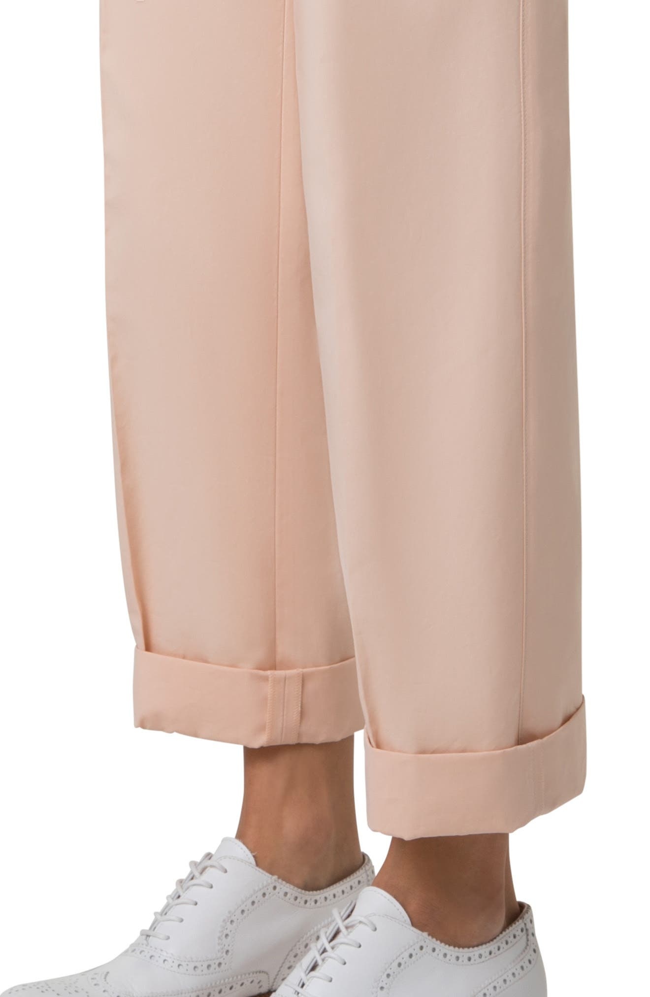 Akris Marlin Cuff Hem Double Face Cotton & Silk Blend Pants in Seashell at Nordstrom - 4