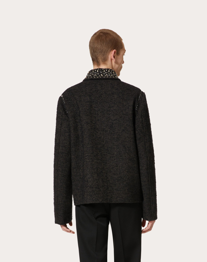 WOOL TWEED JACKET WITH ROCKSTUD SPIKE AND CRYSTAL EMBROIDERY 4