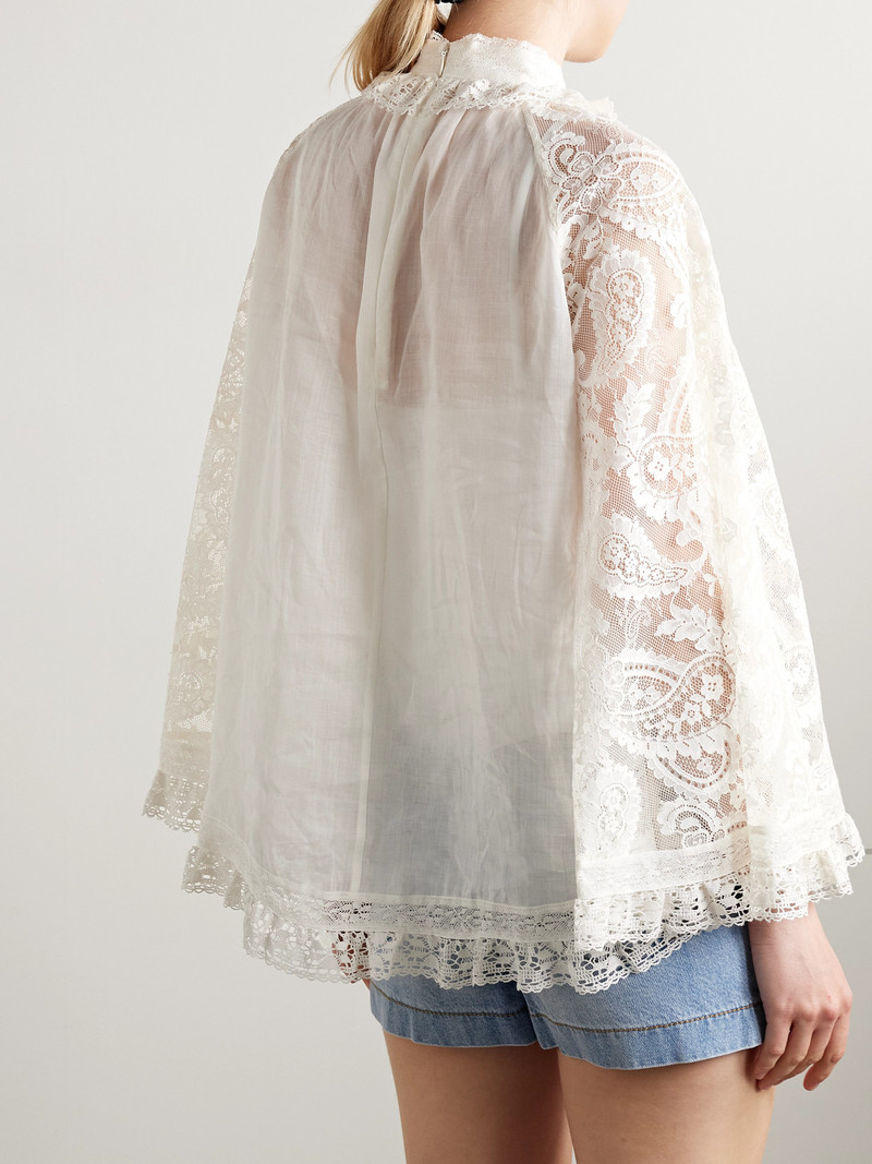 Ascension Lace And Crochet-trimmed Pintucked Ramie Blouse 3