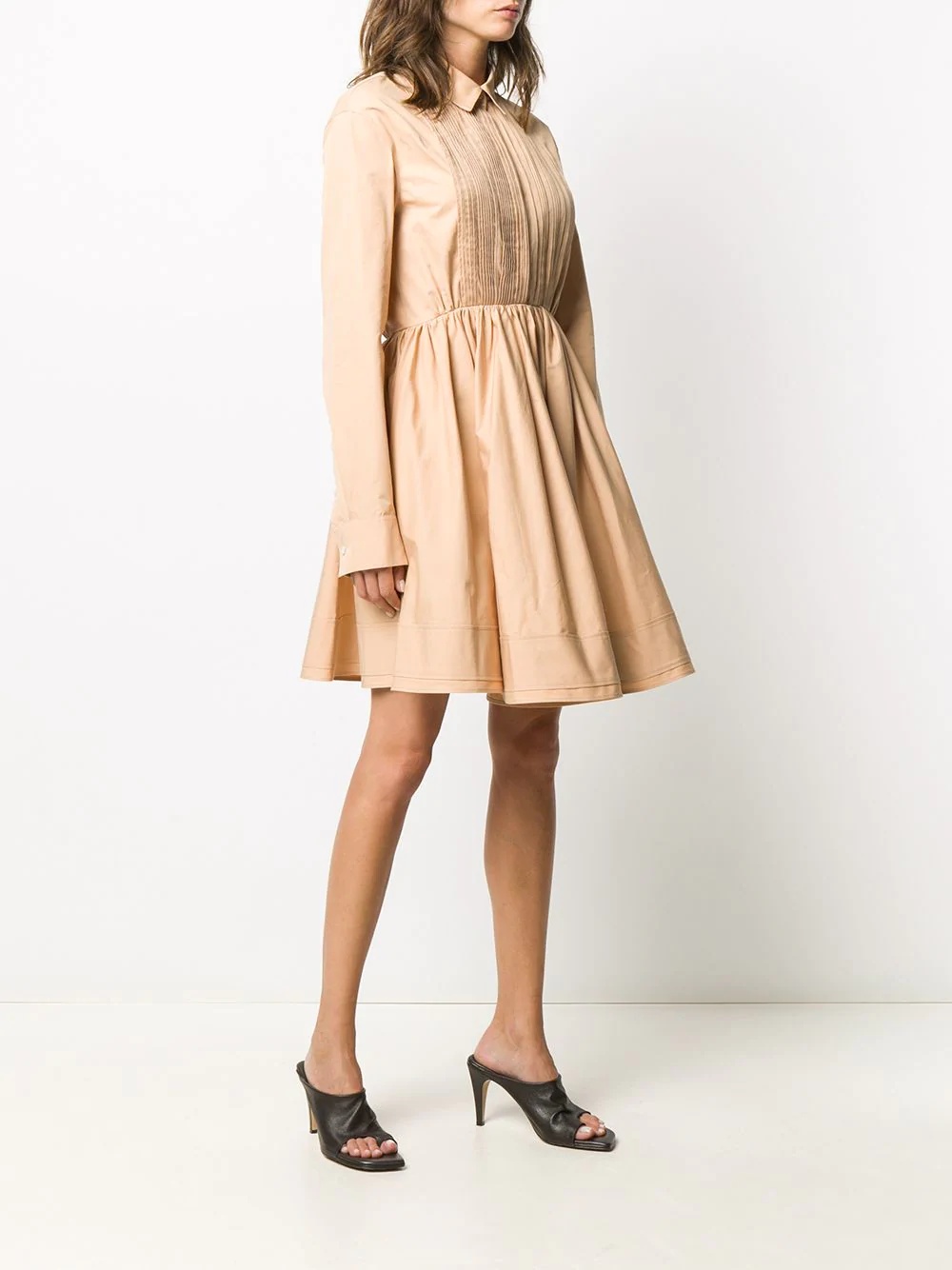 pleat detail flared shirt dress - 3