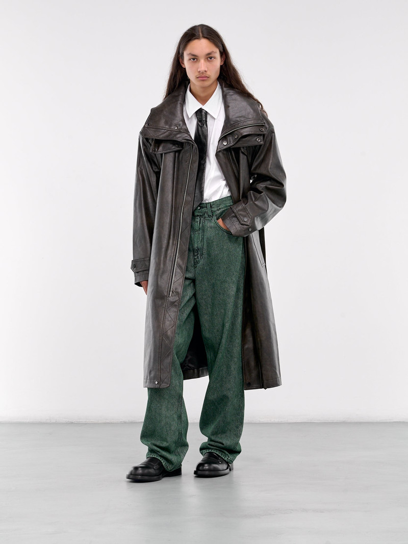 FENG CHEN WANG Oversized Faux Leather Coat outlook