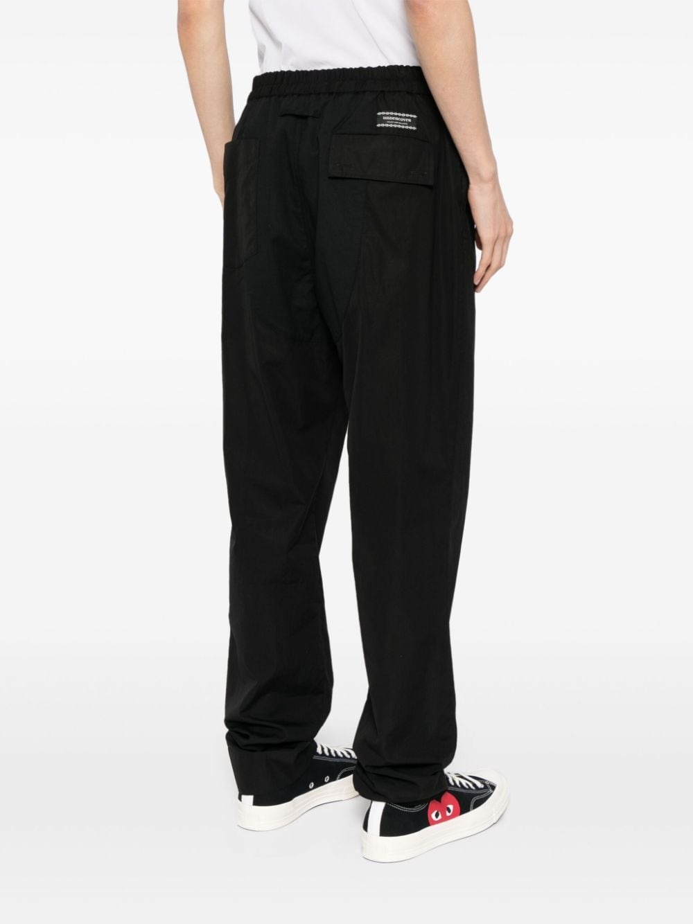 elasticated waistband cotton trousers - 4