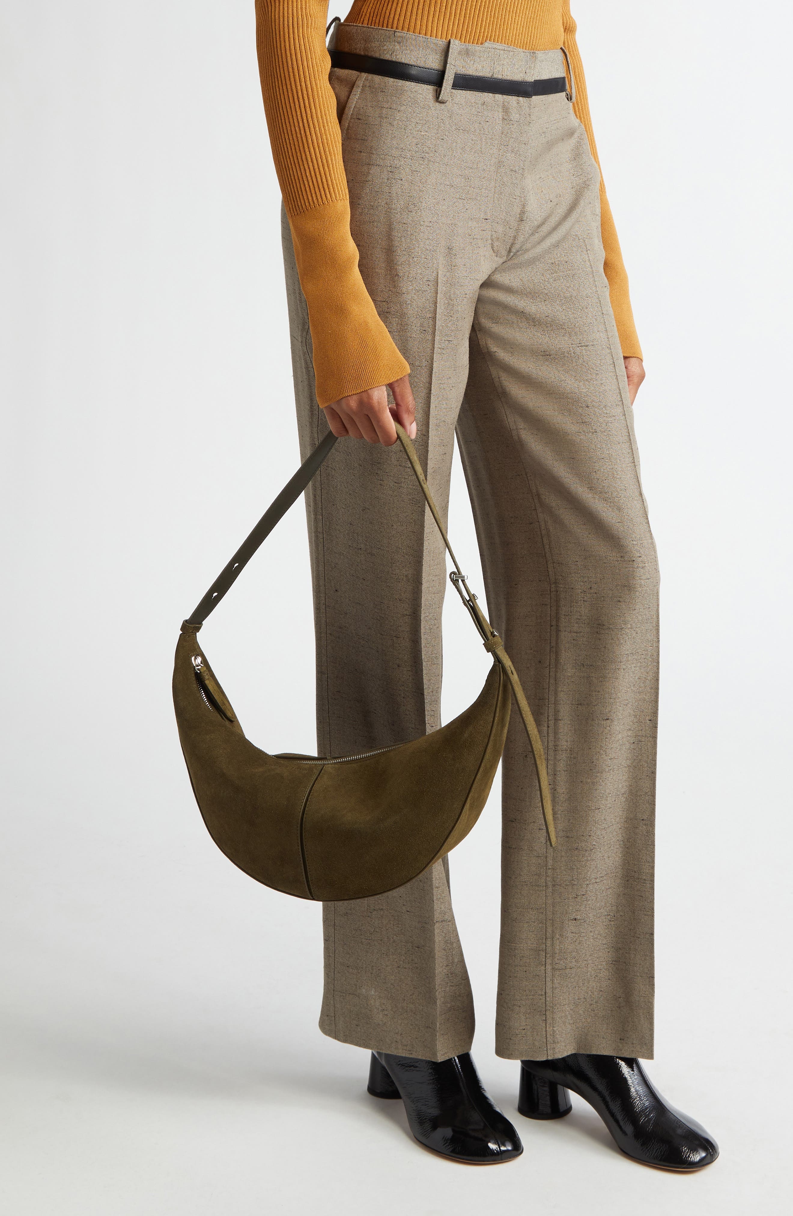 Proenza Schouler Slide Suede Hobo Bag in Olive at Nordstrom - 3