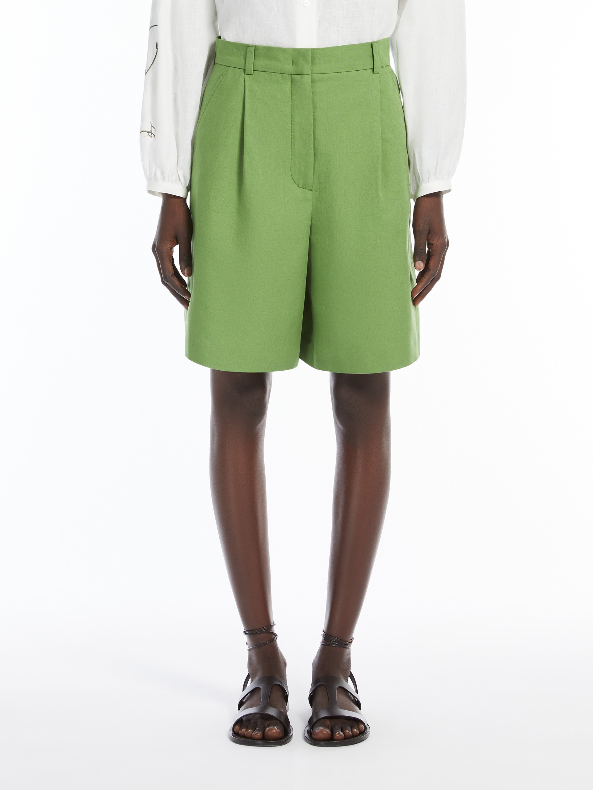 ECUBA Cotton and linen flared Bermuda shorts - 3