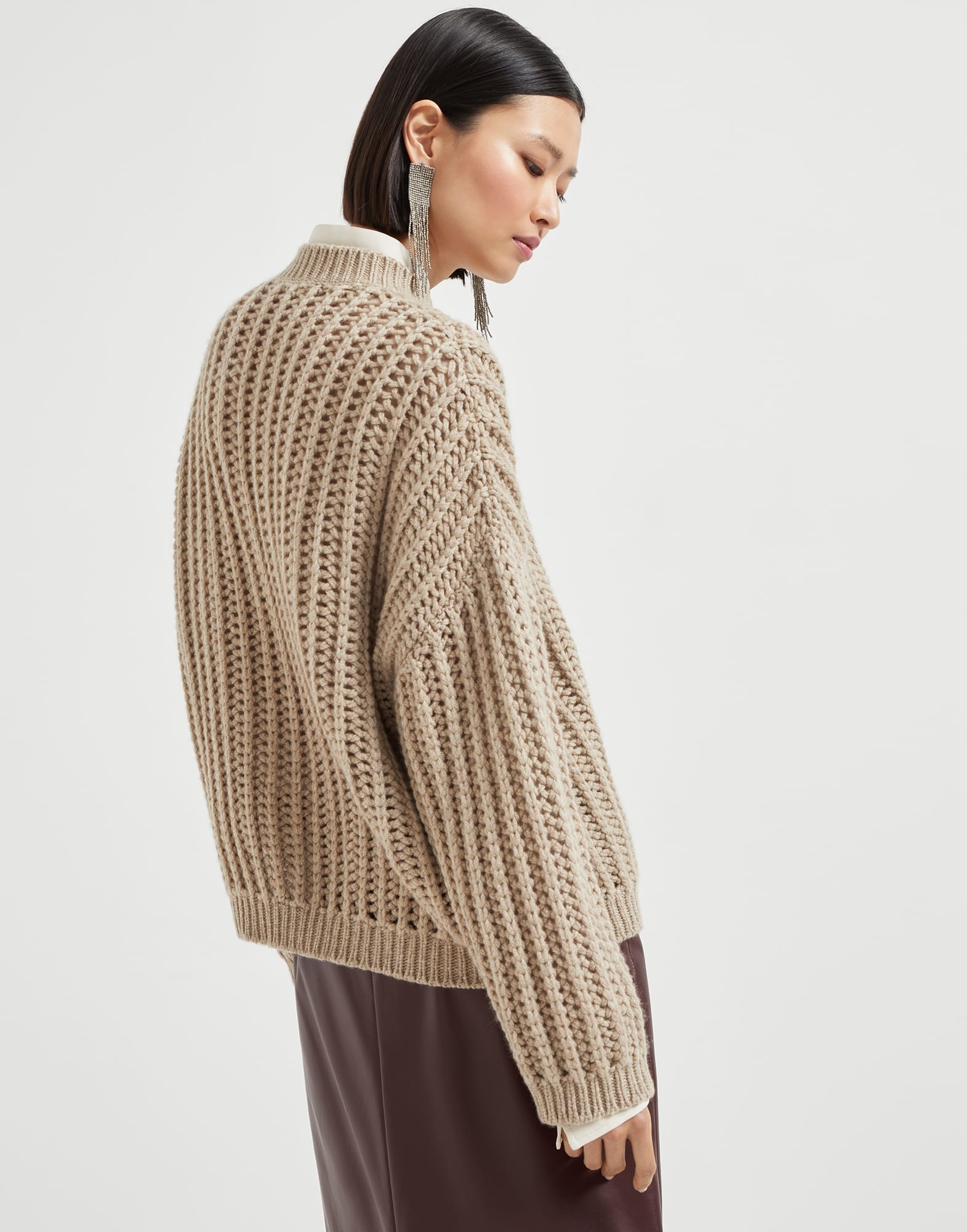 Openwork rib sweater in cashmere Feather yarn - 2