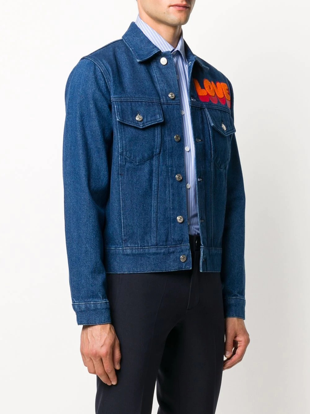 Love patch denim jacket - 3