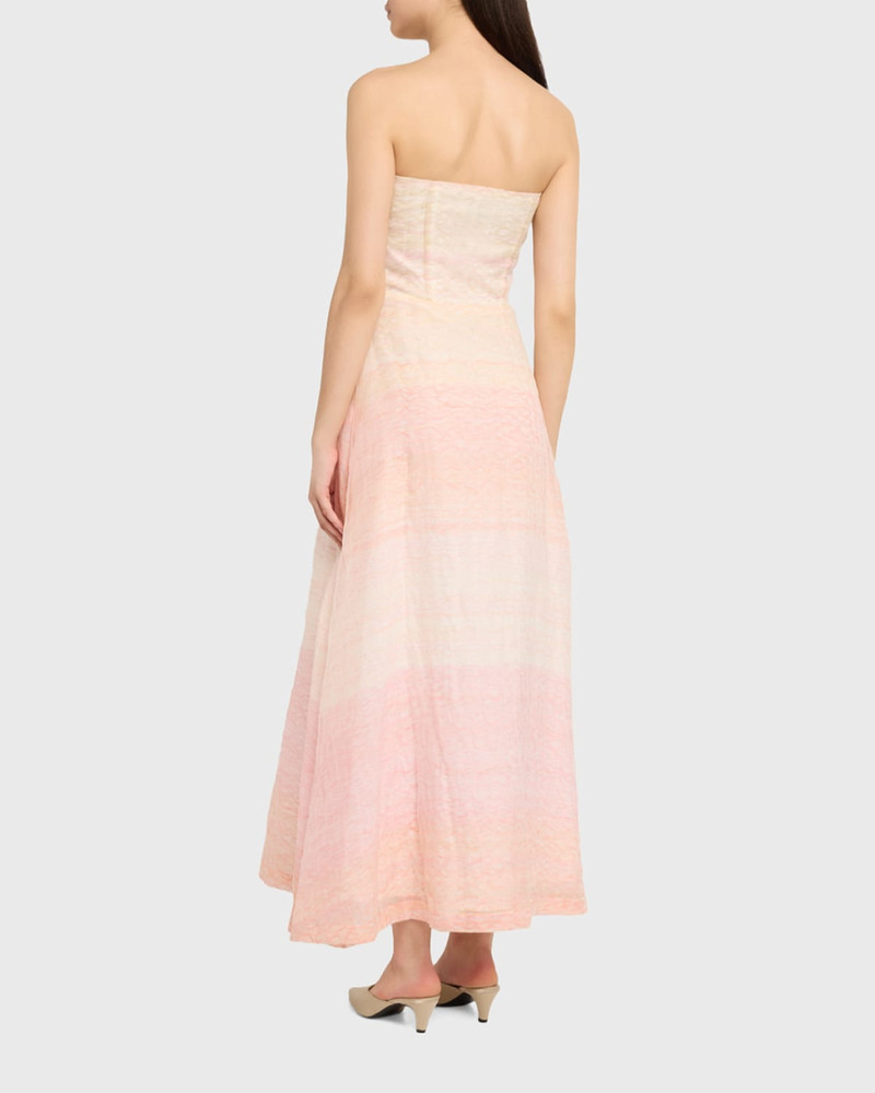 Odette Strapless Threaded Silk Midi Dress 3
