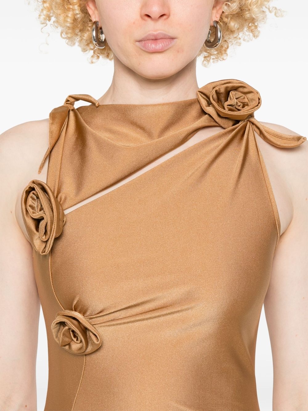 asymmetric flower maxi dress - 5