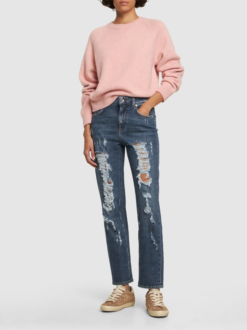 Distressed denim straight jeans - 2