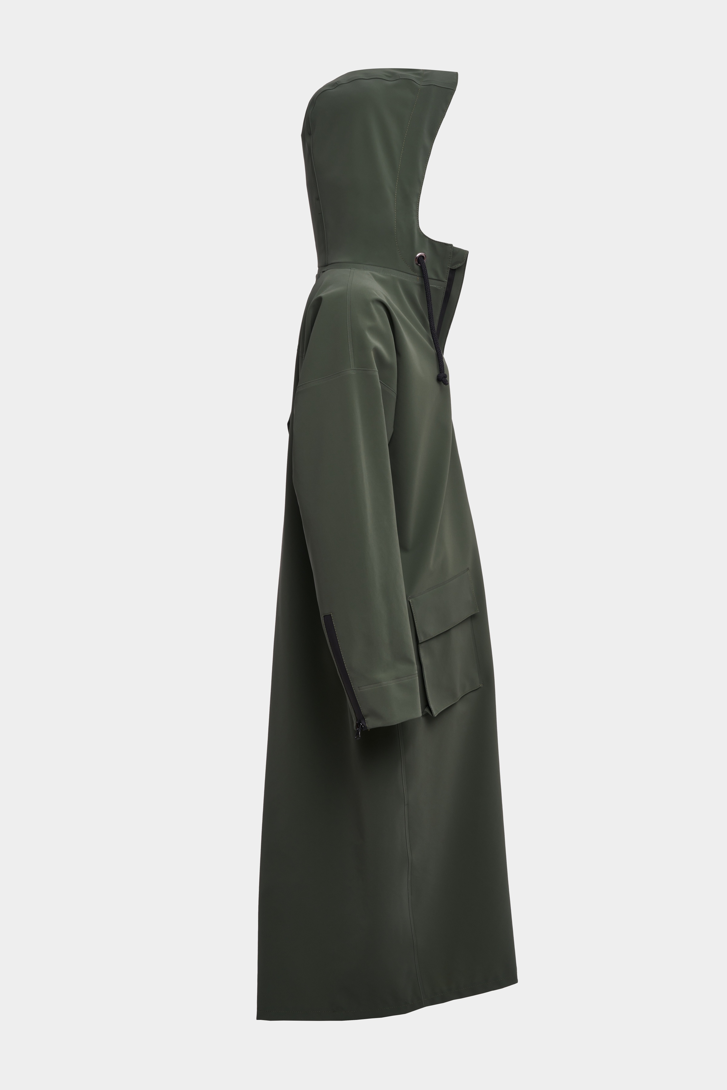 Sandviken Long Matte Zip Raincoat Green - 5