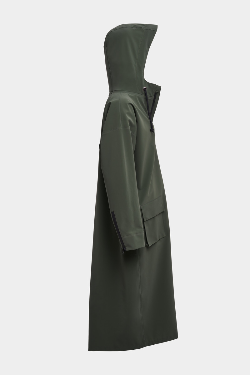 Sandviken Long Matte Zip Raincoat Green 5