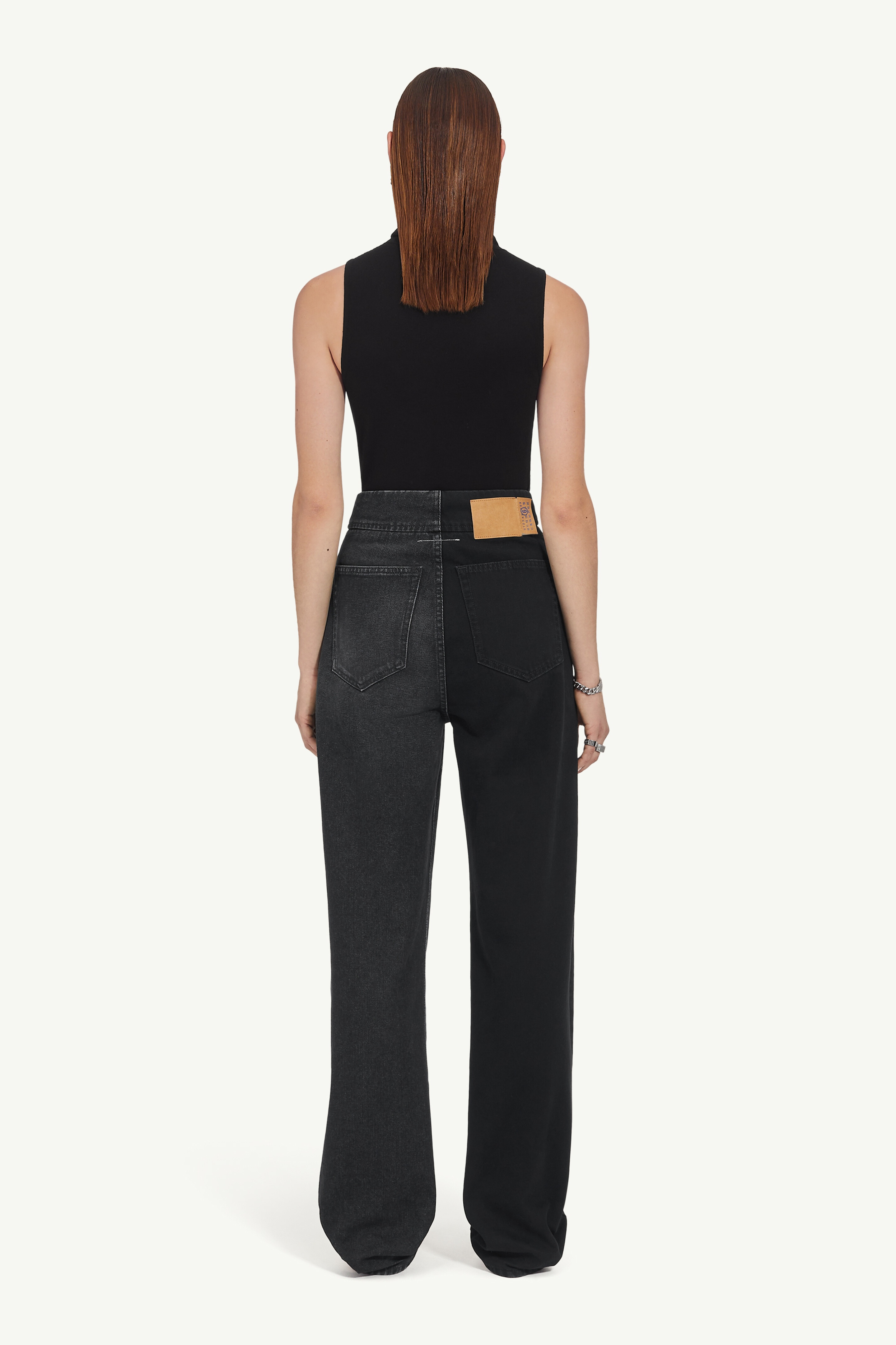 Half and half denim trousers - 4
