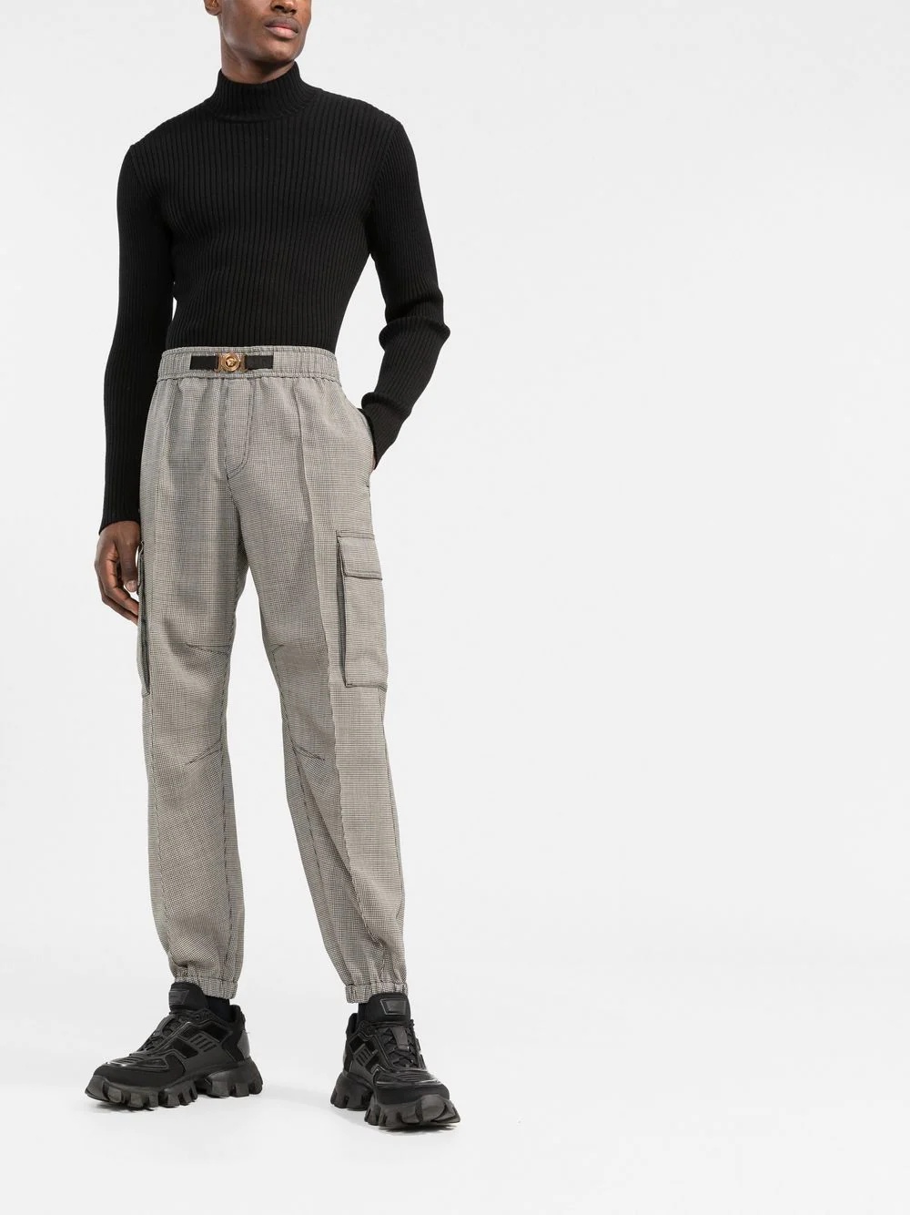 houndstooth cargo-style trousers - 2