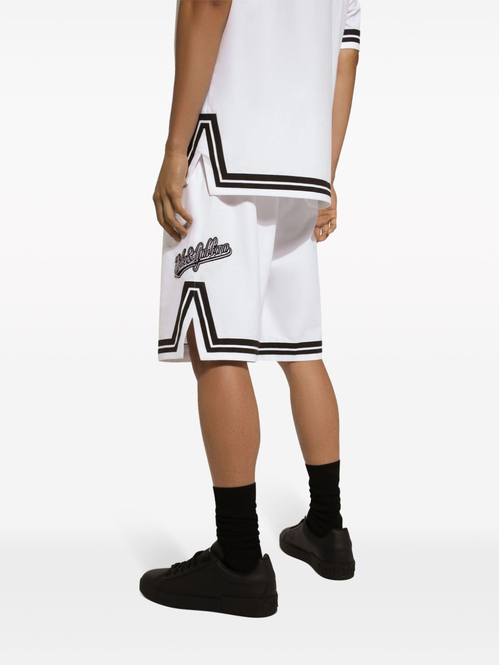 logo-print cotton track shorts - 5