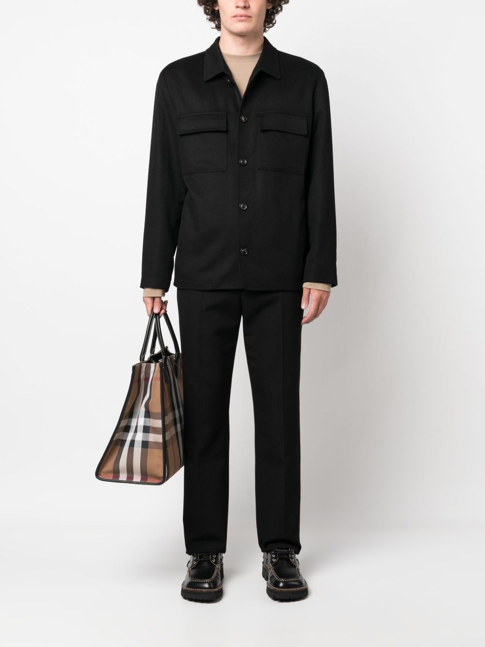 button-up wool-blend shirt jacket - 2