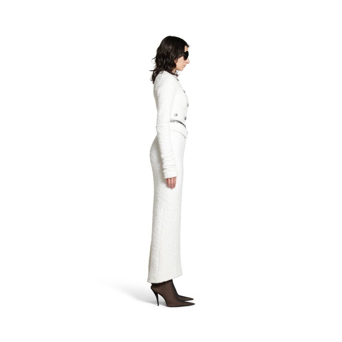 Women's Cropped Cardigan in White - 3