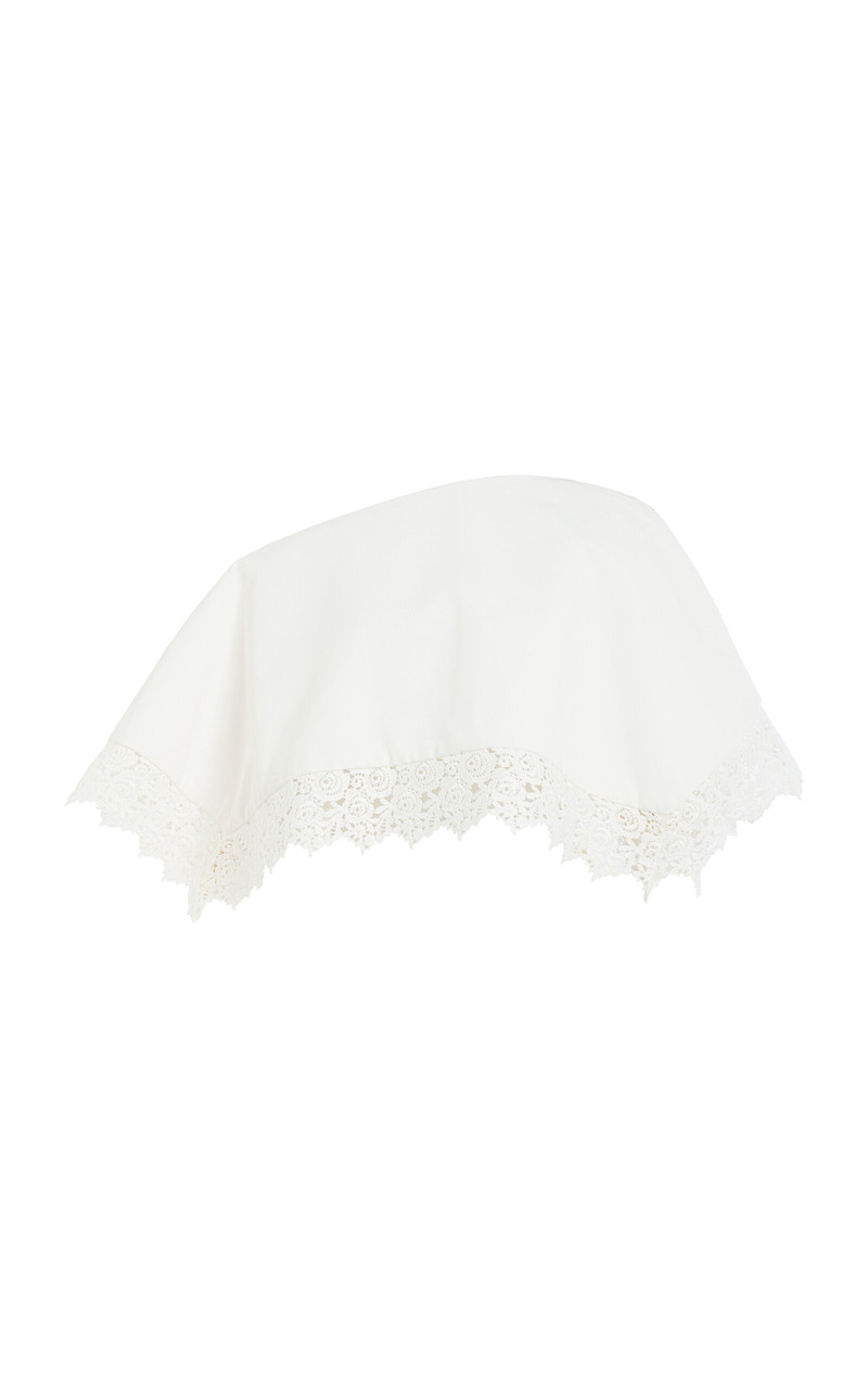 Cotton-Blend Lace Trim Big Collar Top off-white 1