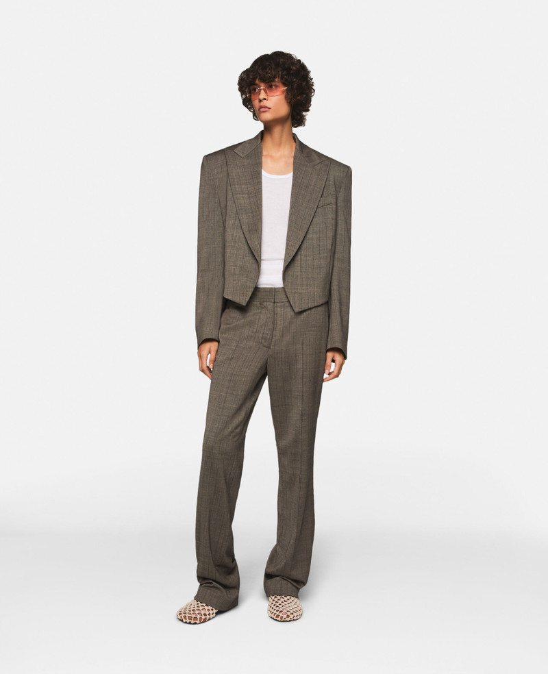Cropped Checked Wool Blazer 4