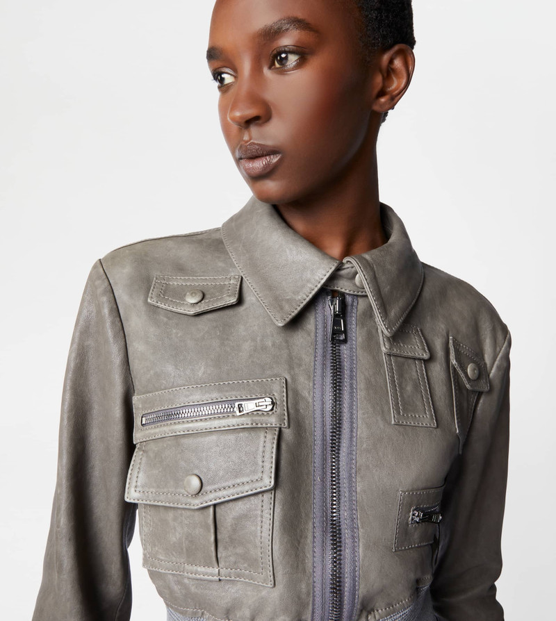 AVIATOR JACKET IN LEATHER - GREY 4