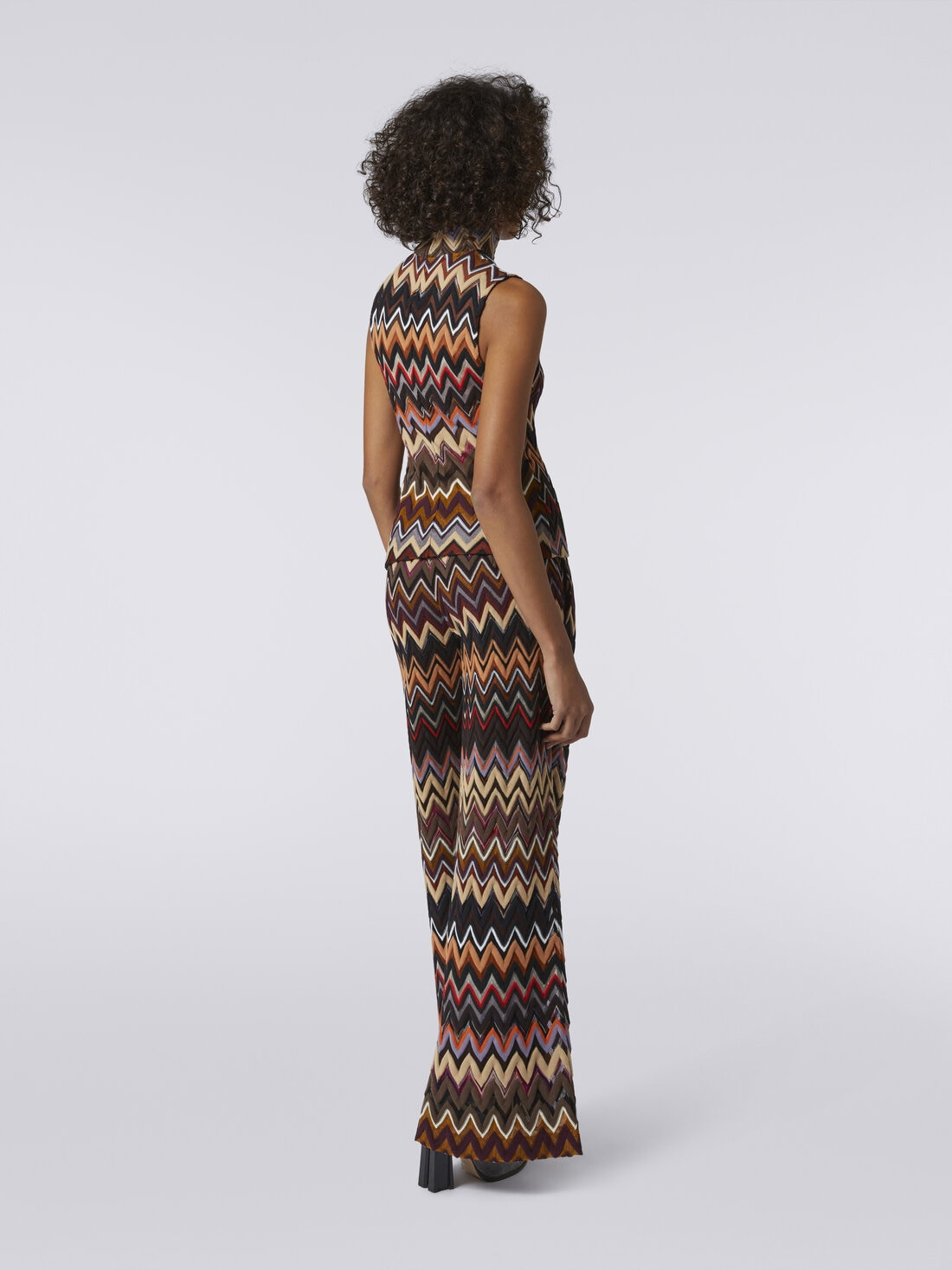 Wool and viscose high-neck tank top with zigzag weave - 4