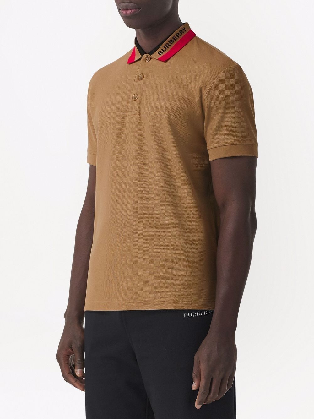 collar-stripe logo piqué polo shirt - 3