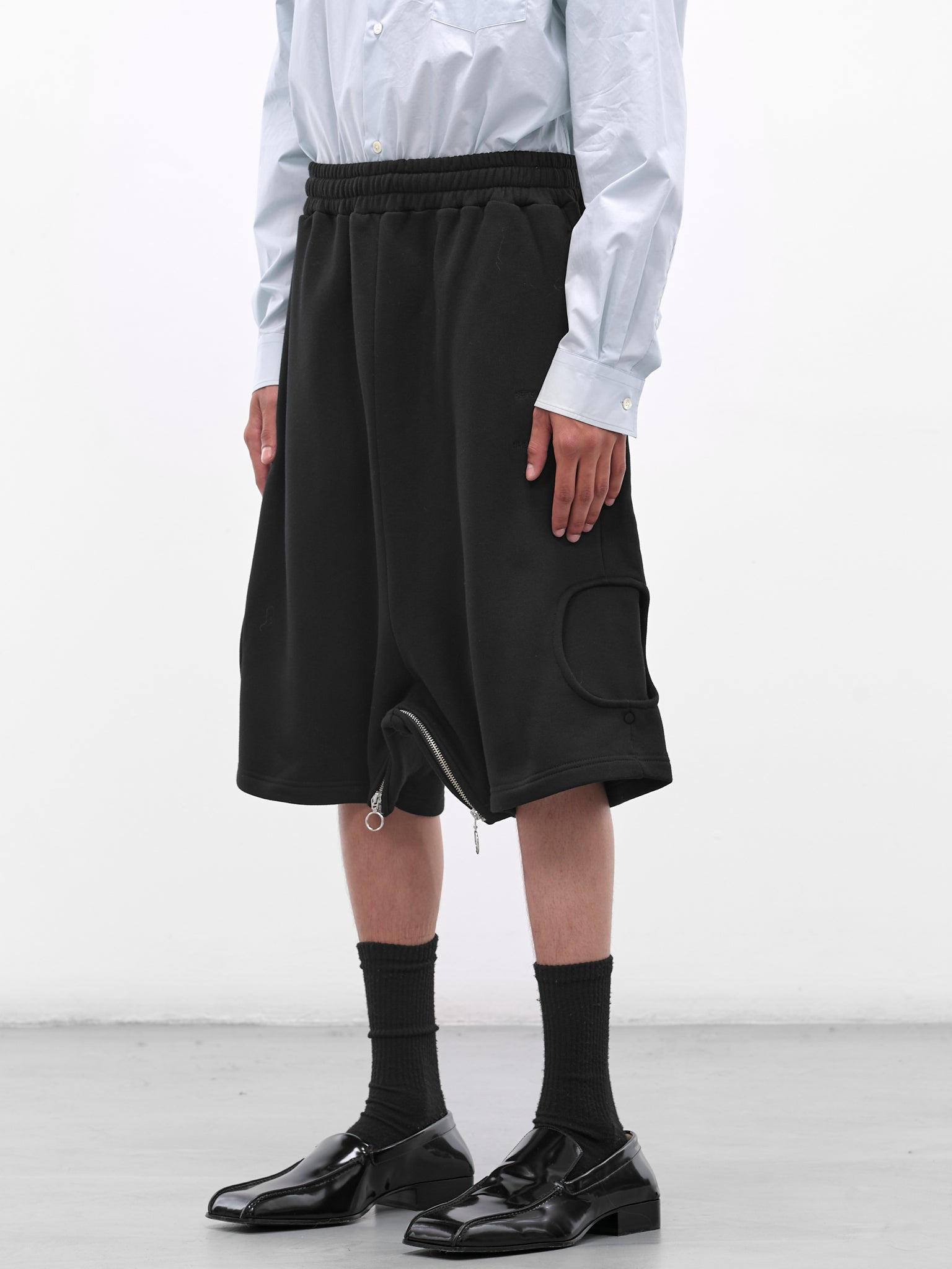 Black Cotton Baggy Bermuda Shorts - 2