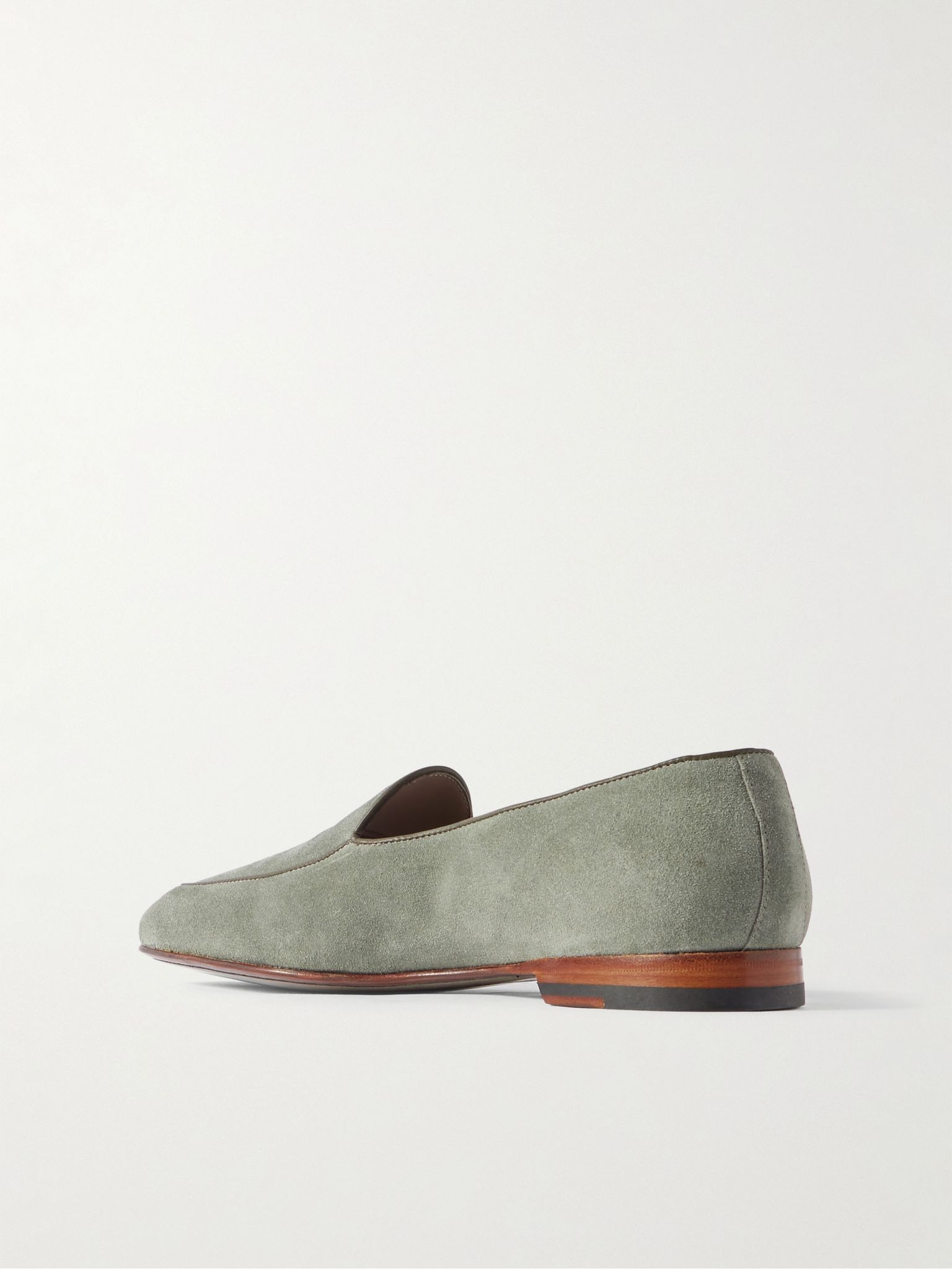 Modena Leather-Trimmed Suede Loafers Green - 4