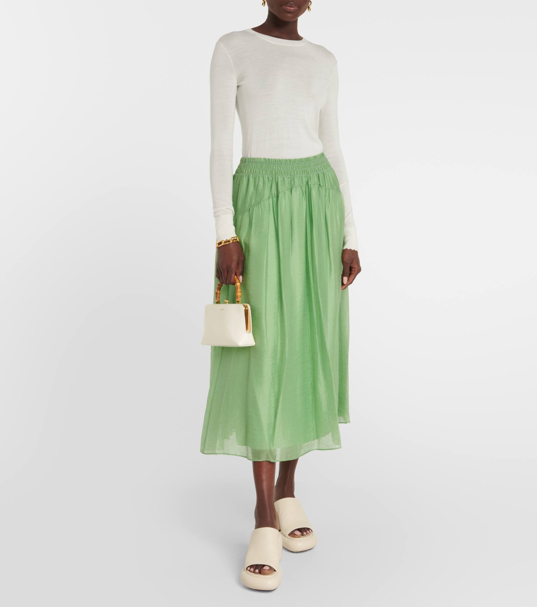 Gathered Midi Skirt