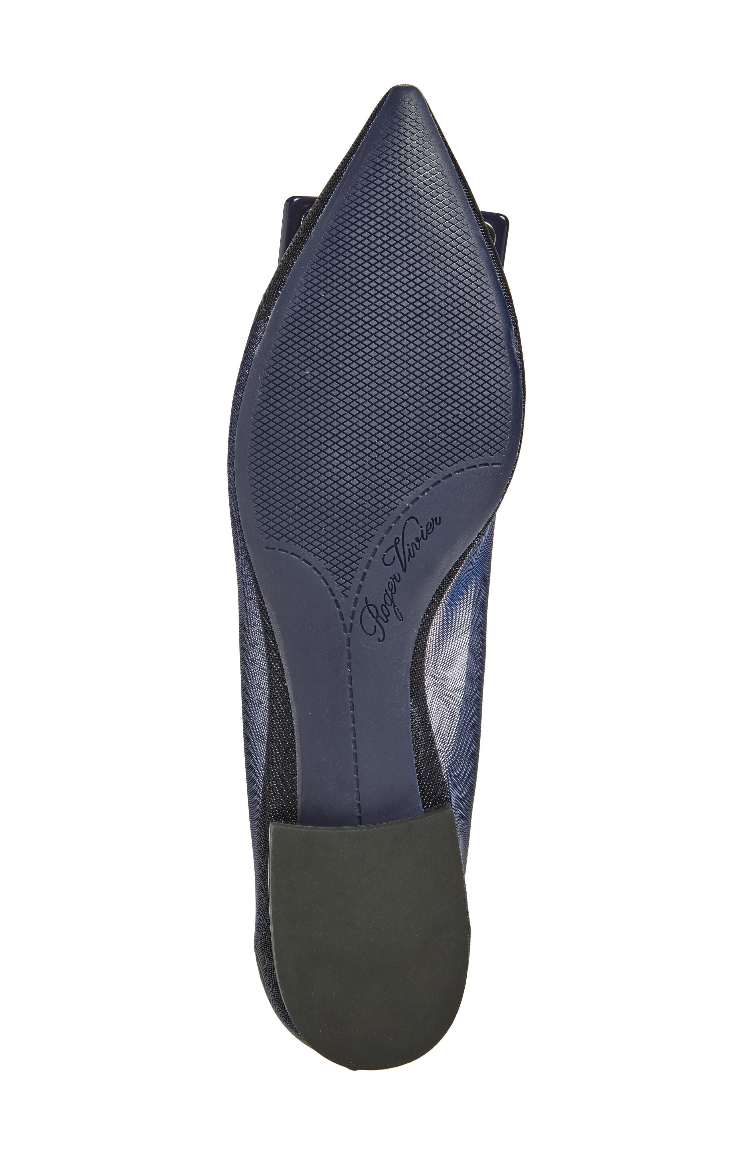 Roger Vivier Gommettine Buckle Pointed Toe Mesh Ballerina Flat in Blu/Blu Chiaro at Nordstrom - 6