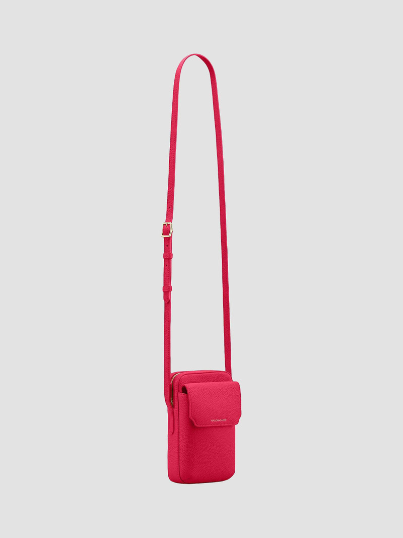 Leather Zip Phone Pouch - Shibuya Fuchsia 1